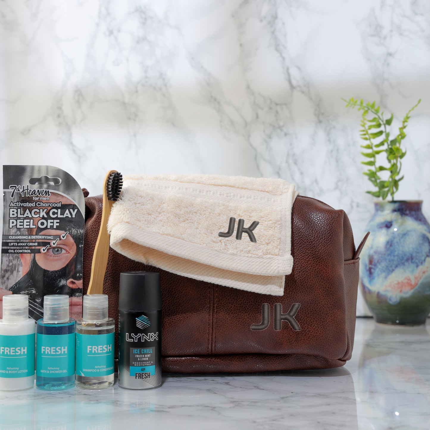 Personalised Leather Wash Bags for Men NU Leather Toiletry Bag