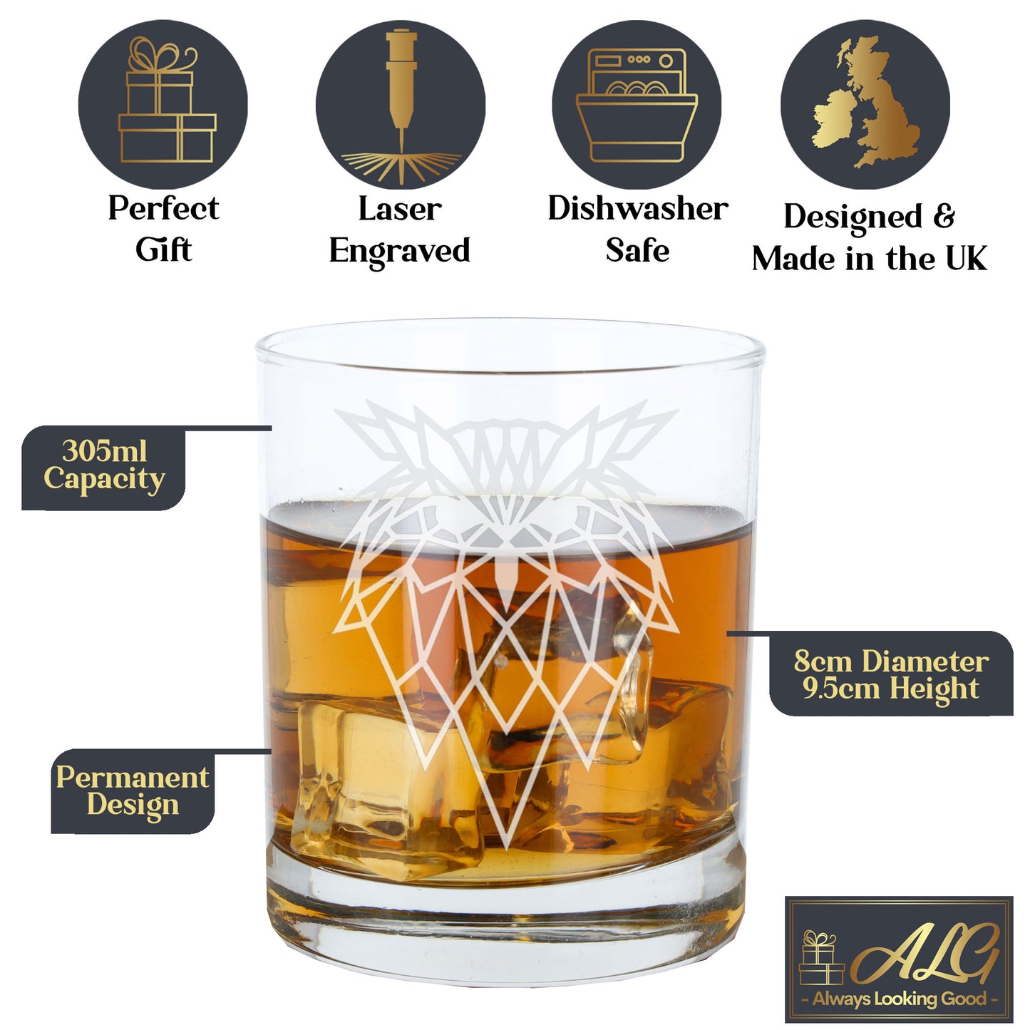 Owl Engraved Whisky Glass - Always Looking Good -