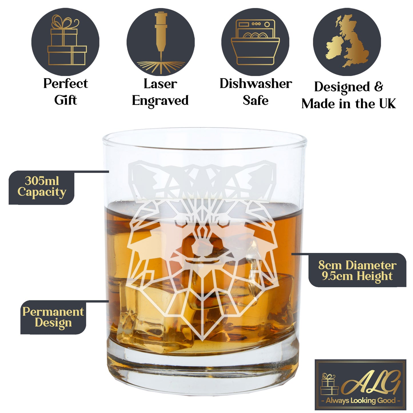 Racoon Engraved Whisky Glass - Always Looking Good -