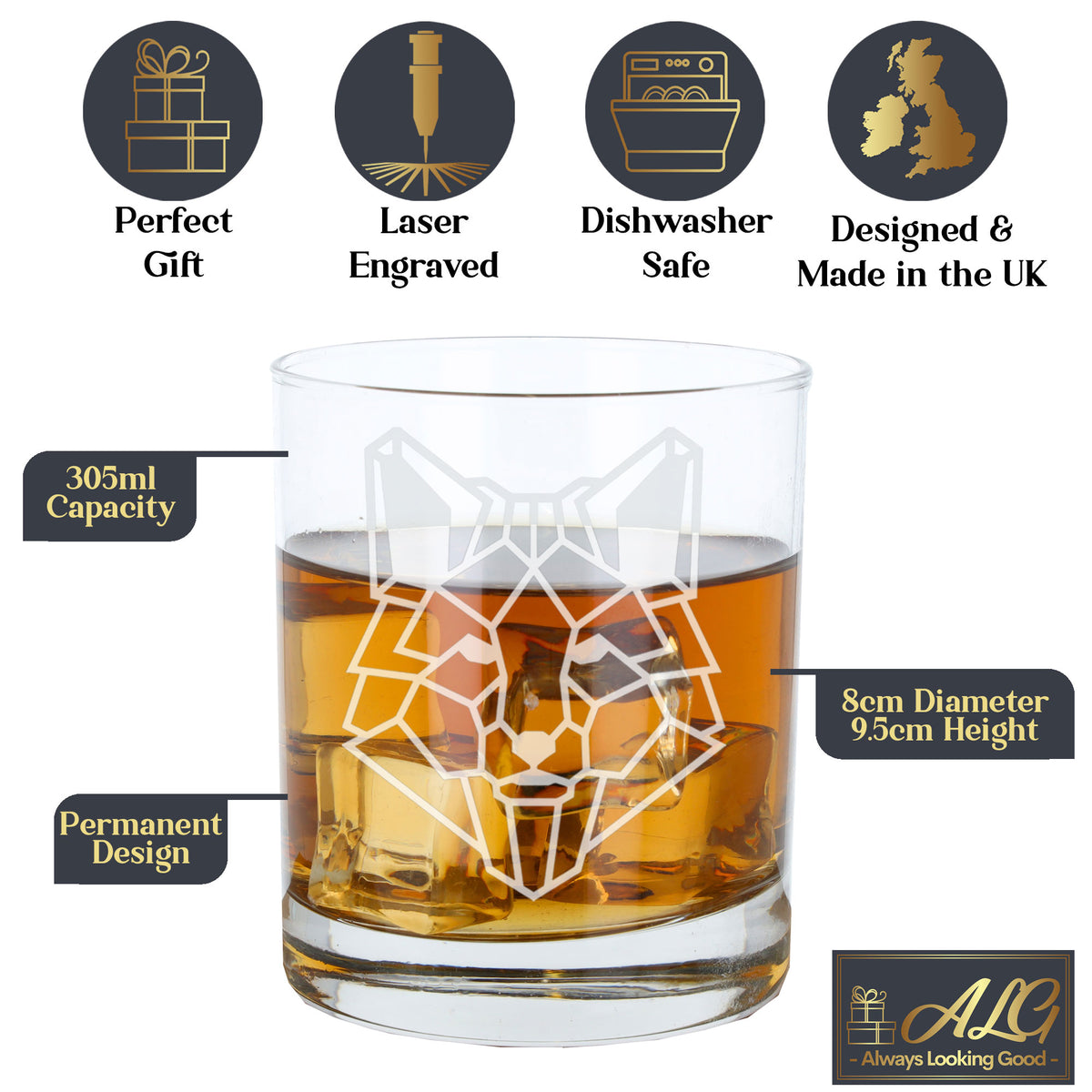 Fox Engraved Whisky Glass - Always Looking Good -