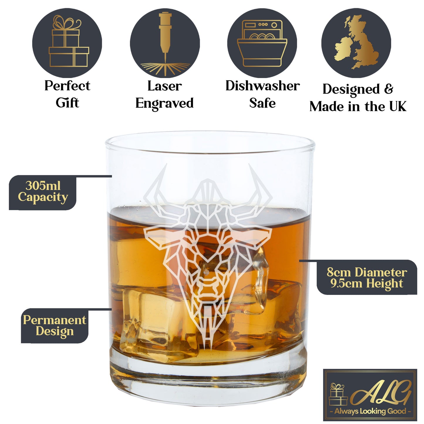 Buffalo Engraved Whisky Glass - Always Looking Good -