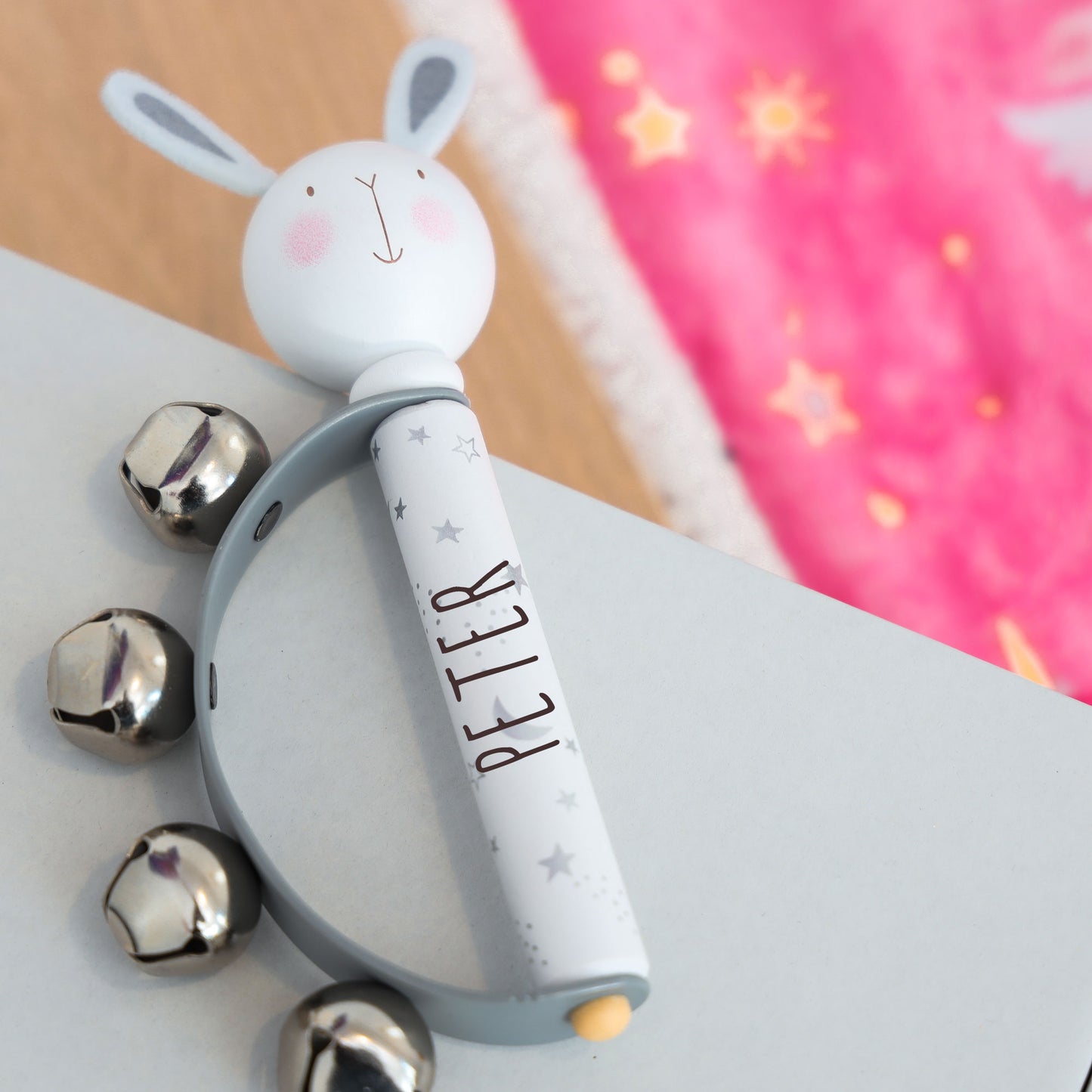 Personalised Engraved Wooden Baby Hand Bells Toy  - Always Looking Good -   