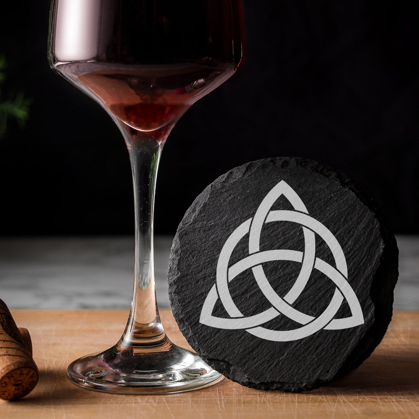 Celtic Knot Irish Engraved Wine Glass and/or Coaster Set  - Always Looking Good - Round Coaster Only  