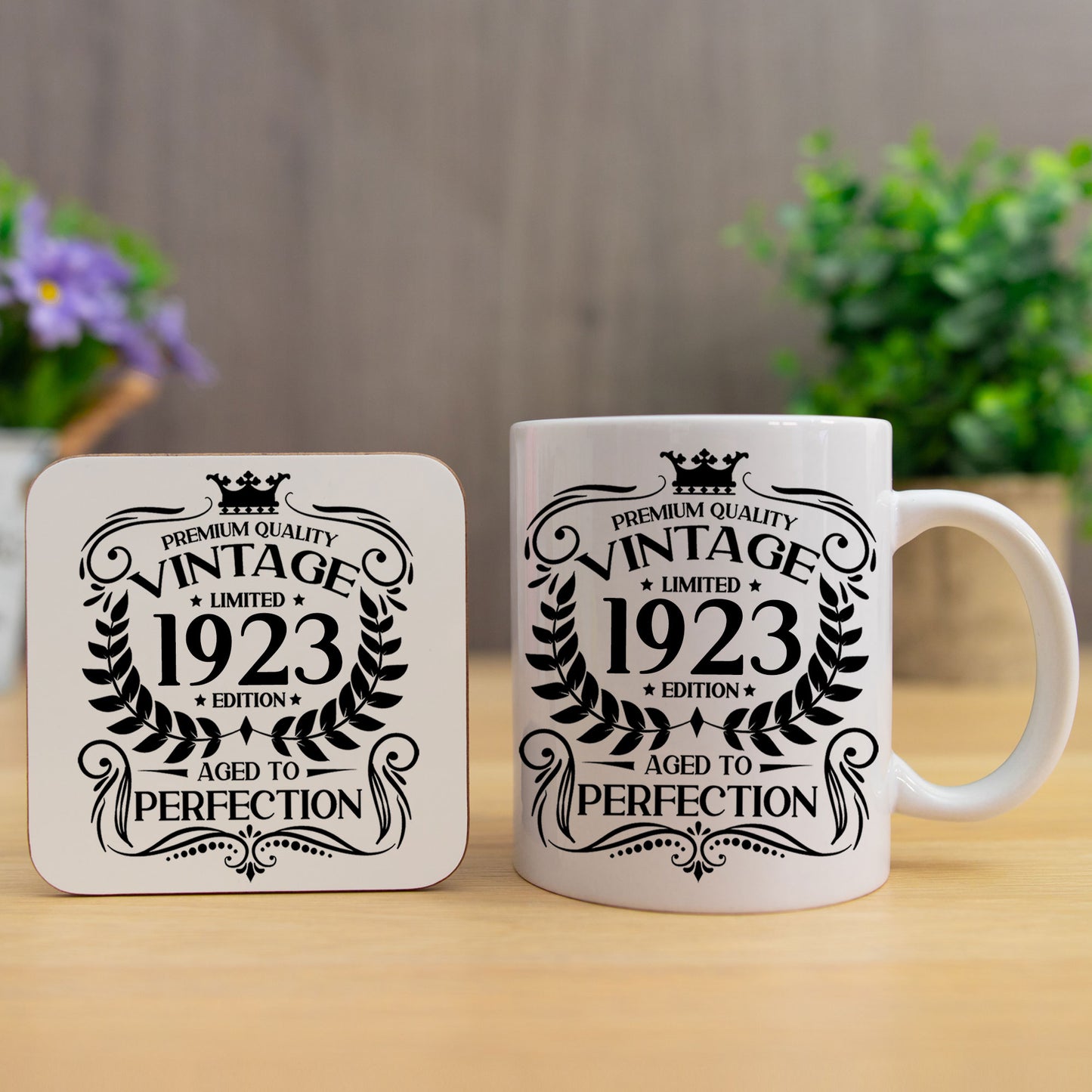 Personalised Vintage 1923 Mug and/or Coaster - Always Looking Good -