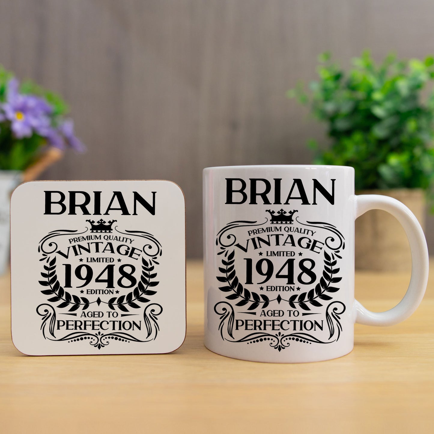 Personalised Vintage 1948 Mug and/or Coaster - Always Looking Good -