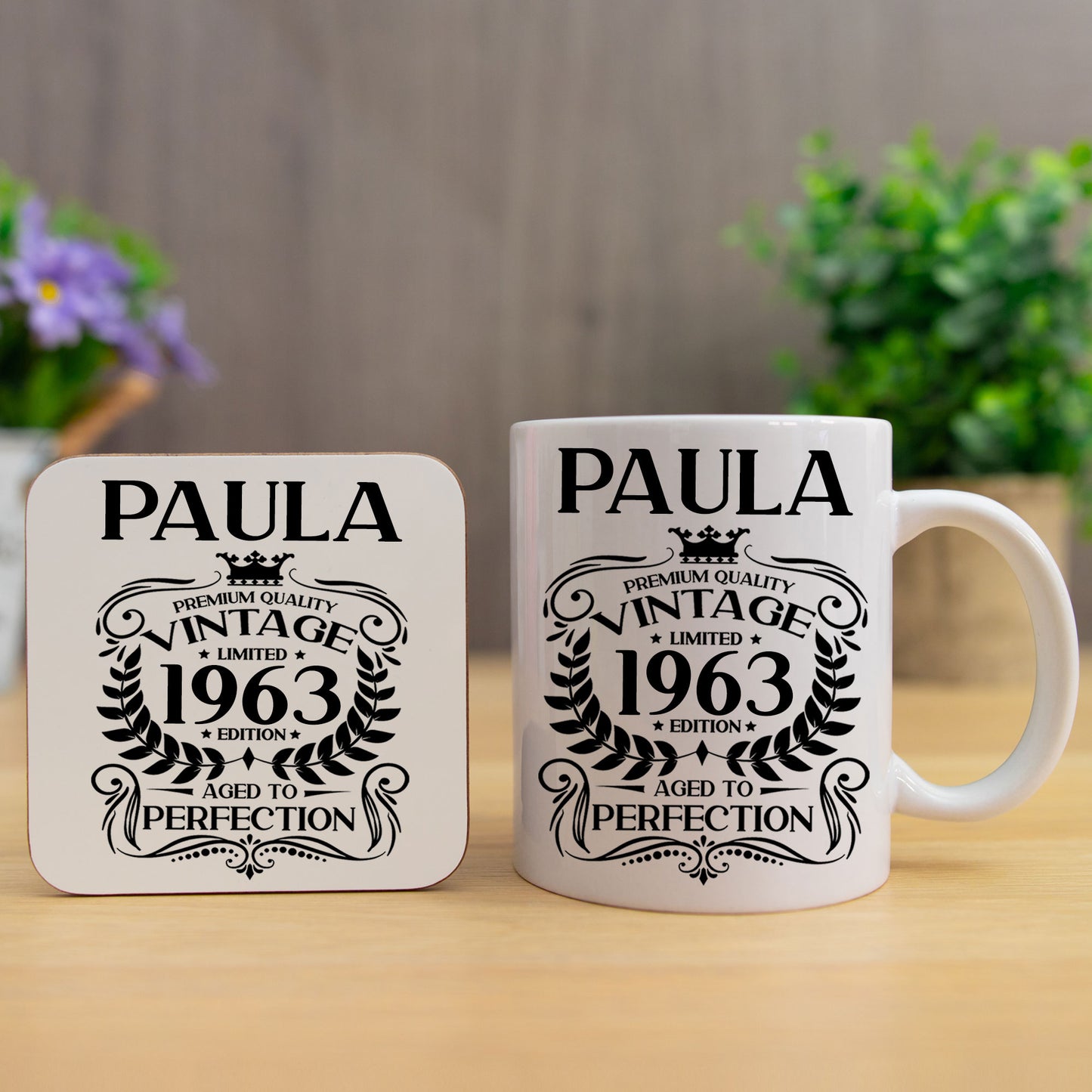 Personalised Vintage 1963 Mug and/or Coaster - Always Looking Good -