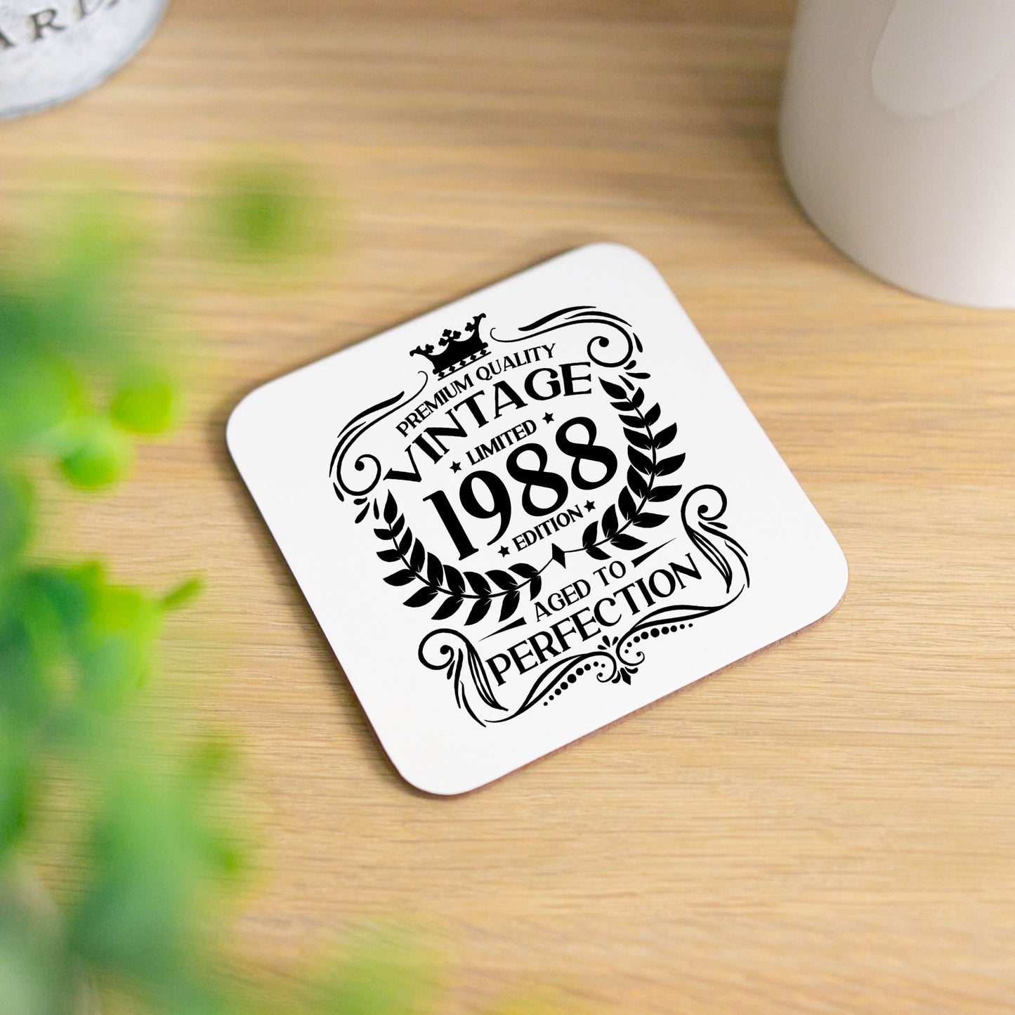 Personalised Vintage 1988 Mug and/or Coaster  - Always Looking Good - Printed Coaster On Its Own  