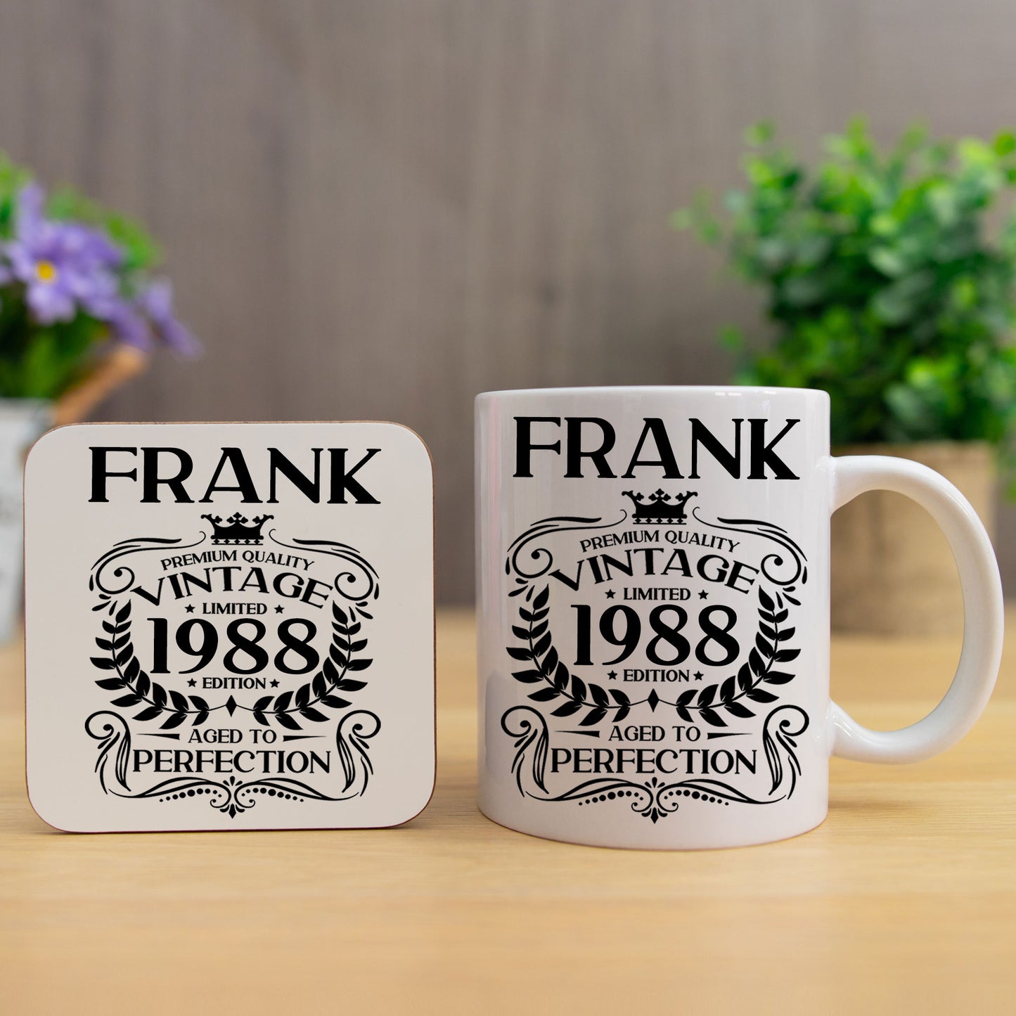 Personalised Vintage 1988 Mug and/or Coaster - Always Looking Good - Mug & Printed Coaster Set