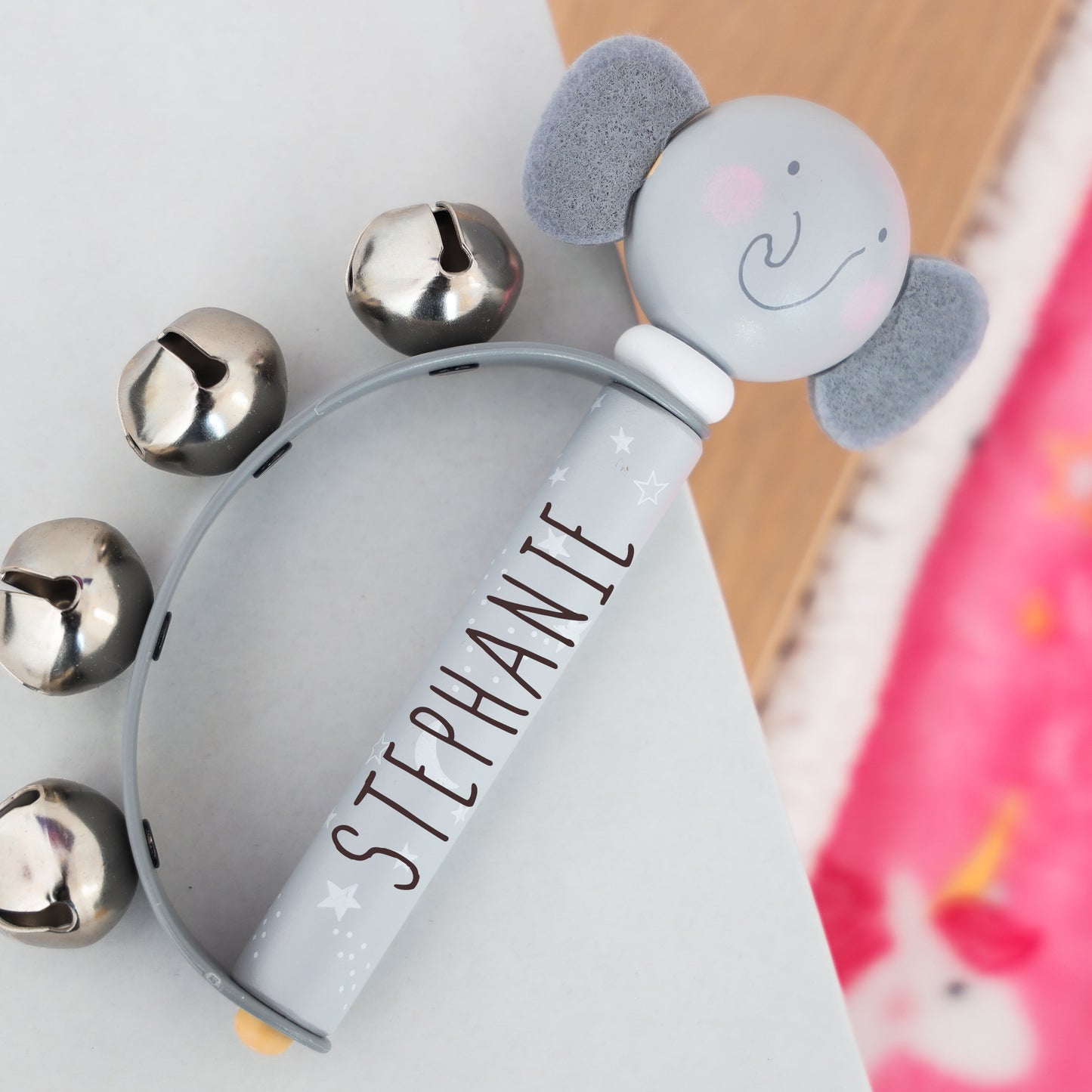 Personalised Engraved Wooden Baby Hand Bells Toy  - Always Looking Good -   