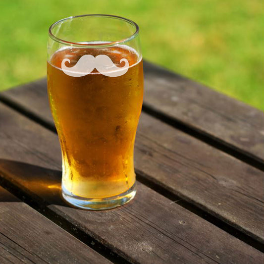 Moustache Engraved Pint Glass and/or Coaster Set - Always Looking Good -