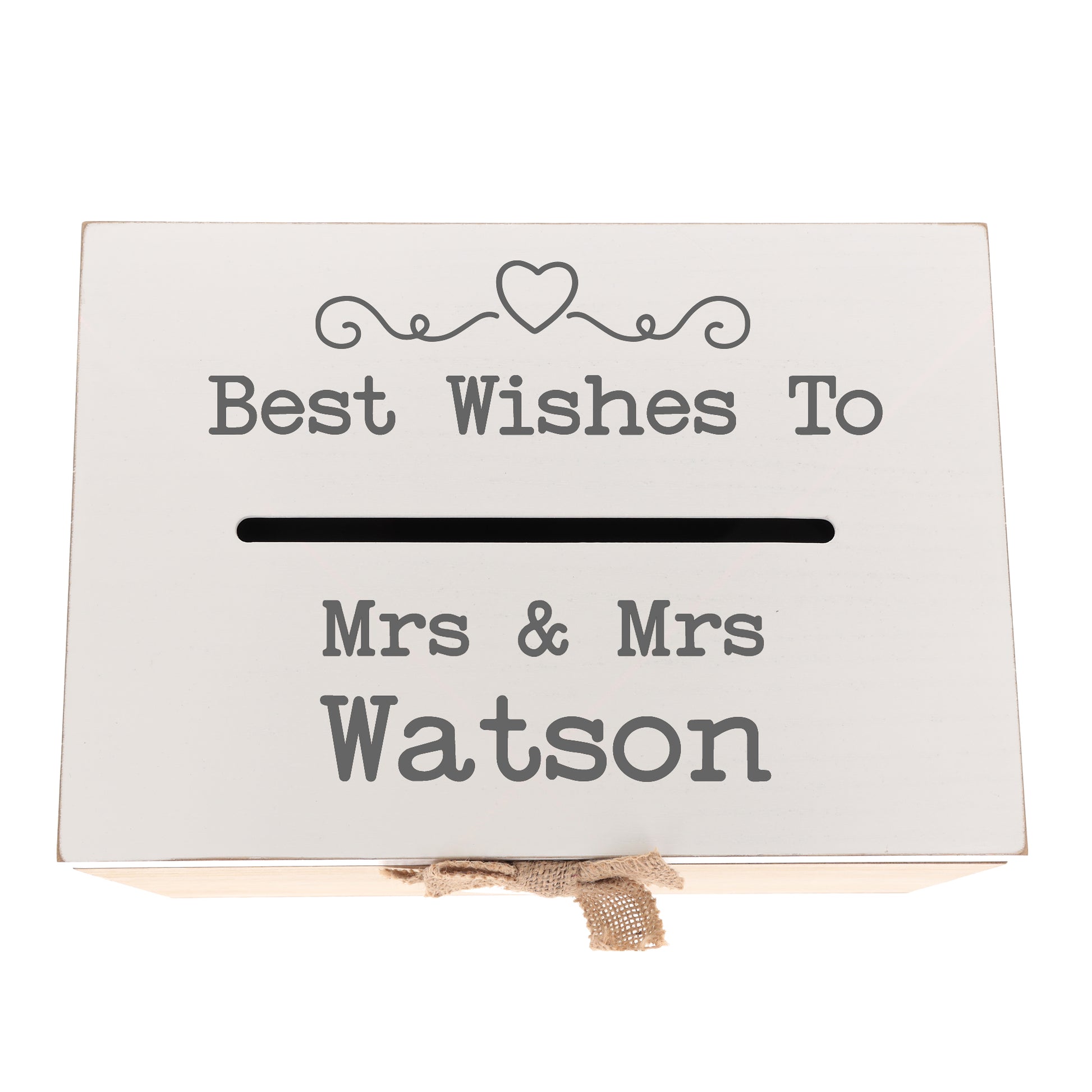 Personalised Gay Wedding Card White & Wooden Memory Box MRS & MRS  - Always Looking Good -   