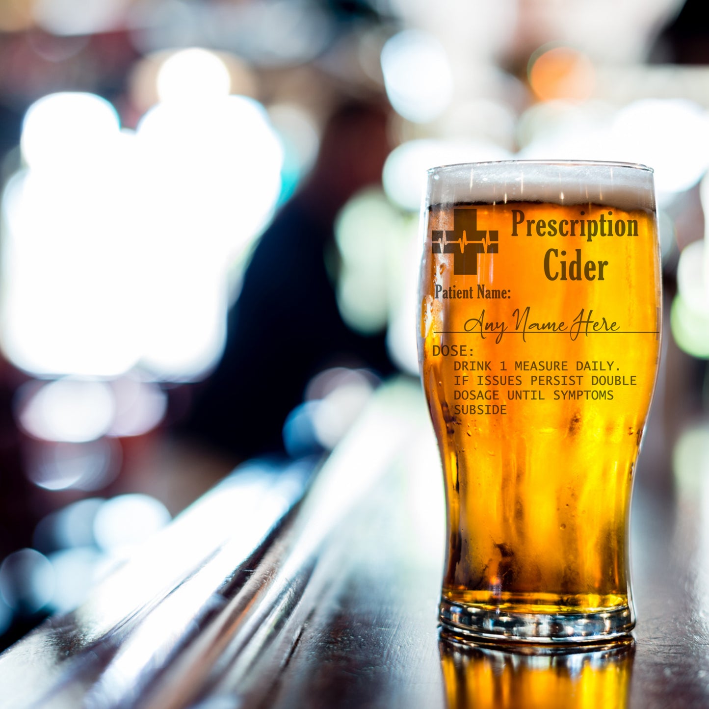 Prescription Cider Engraved Pint Glass – Personalised Gift for Cider Lovers