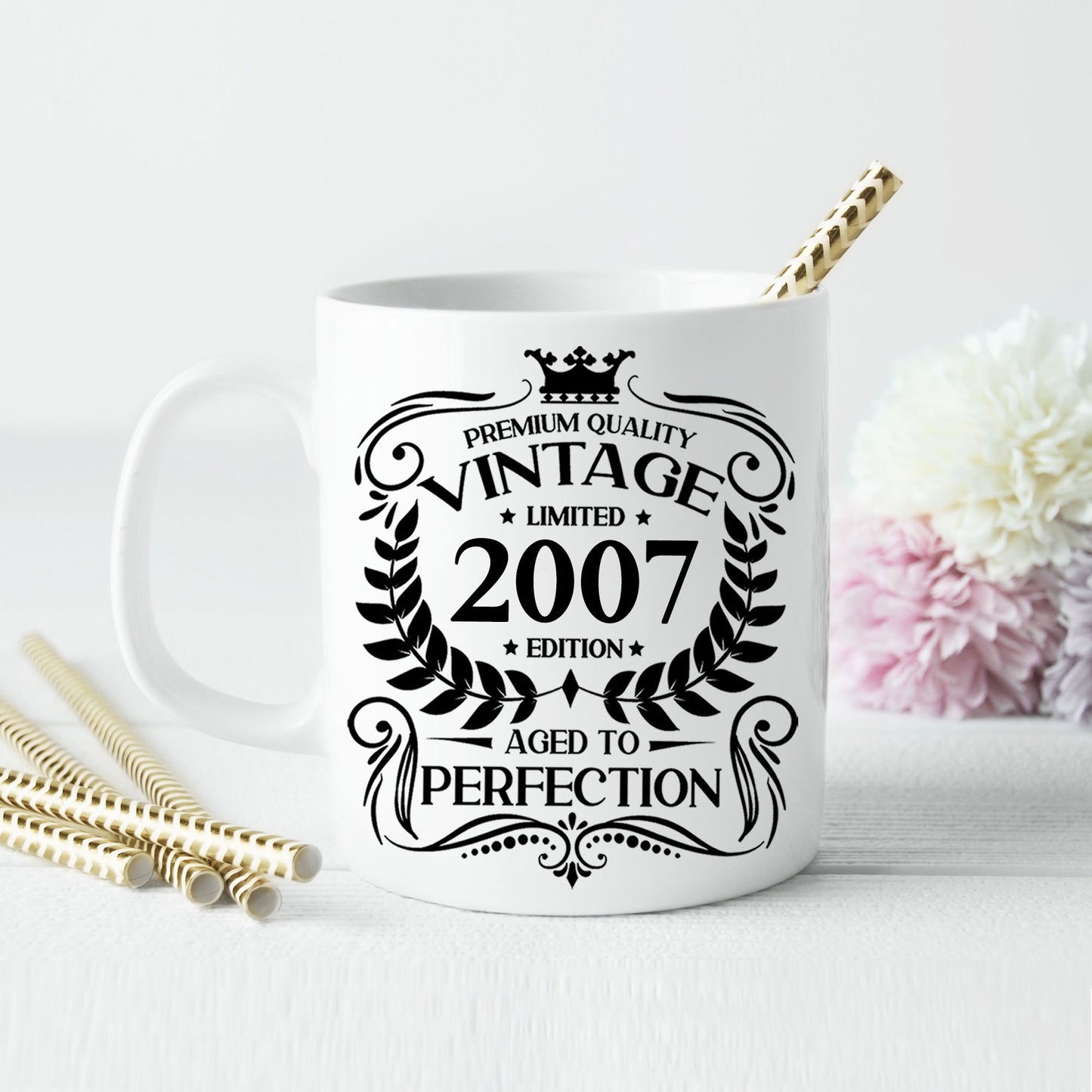 Personalised Vintage 2007 Mug and/or Coaster - Always Looking Good - Mug On Its Own