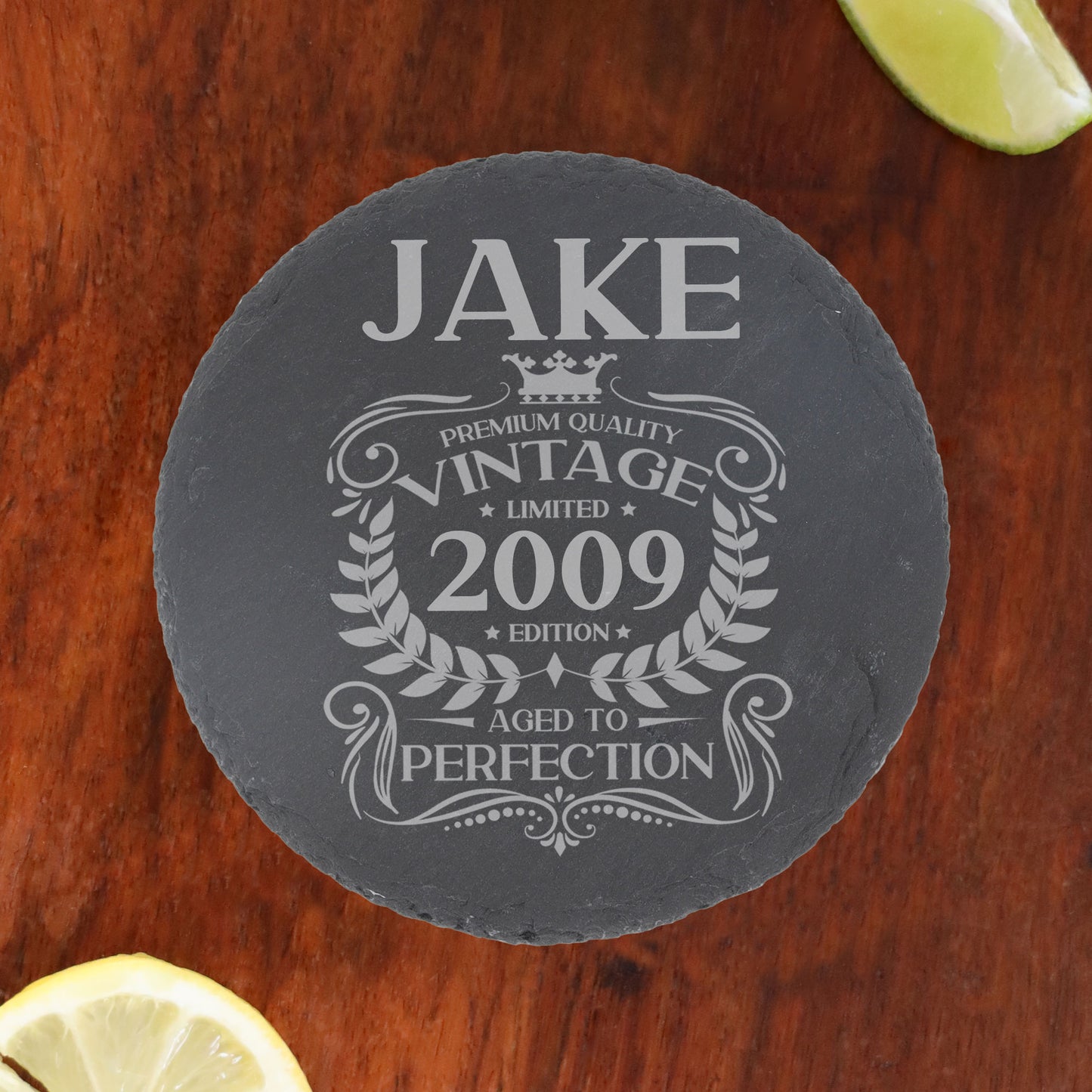 Personalised Vintage 2009 Mug and/or Coaster - Always Looking Good - Round Coaster On Its Own