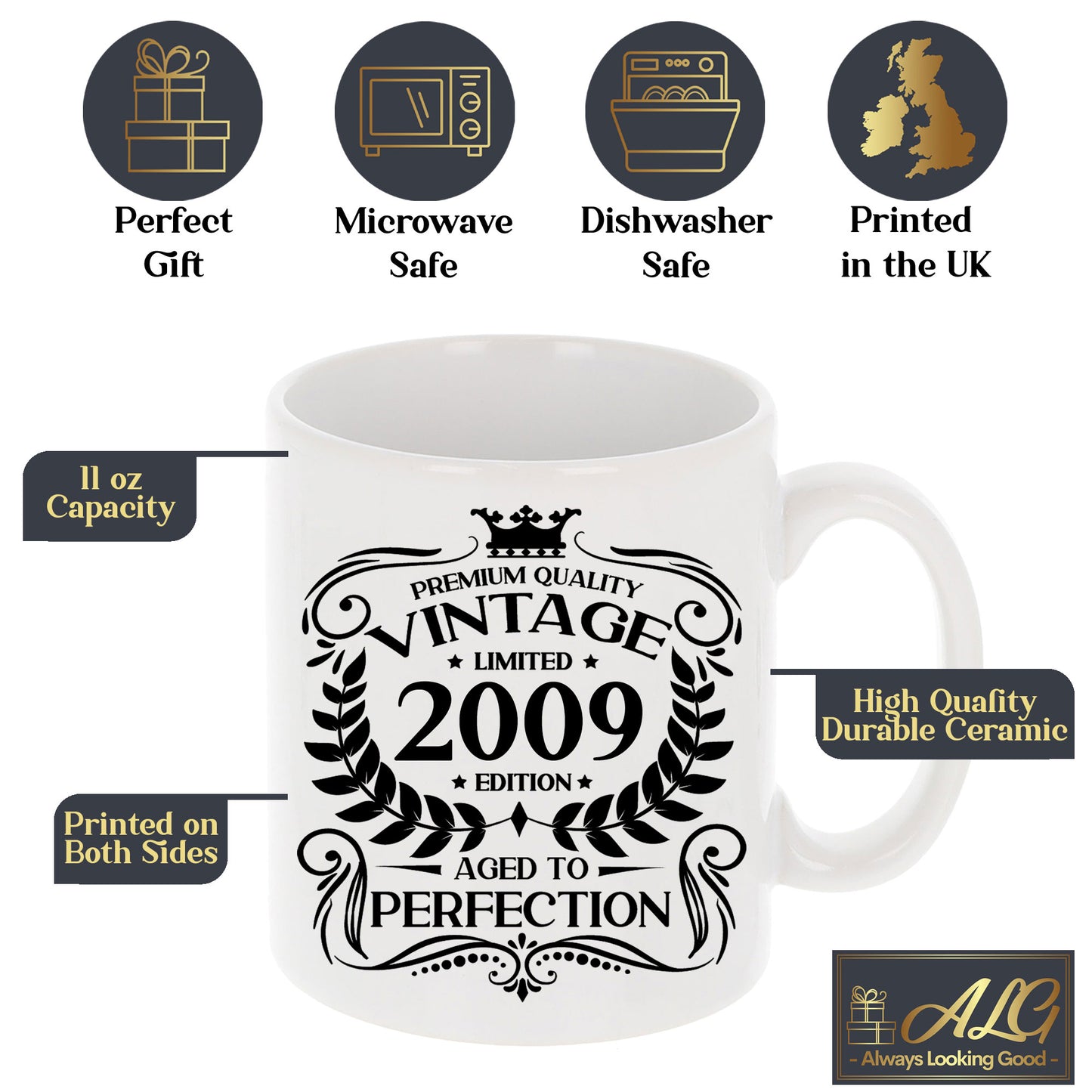 Personalised Vintage 2009 Mug and/or Coaster - Always Looking Good -