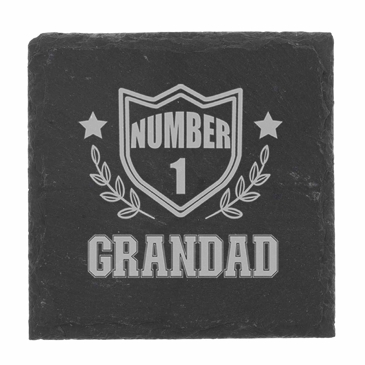 Engraved Number 1 Grandad or Dad Pint Glass with option to add coaster