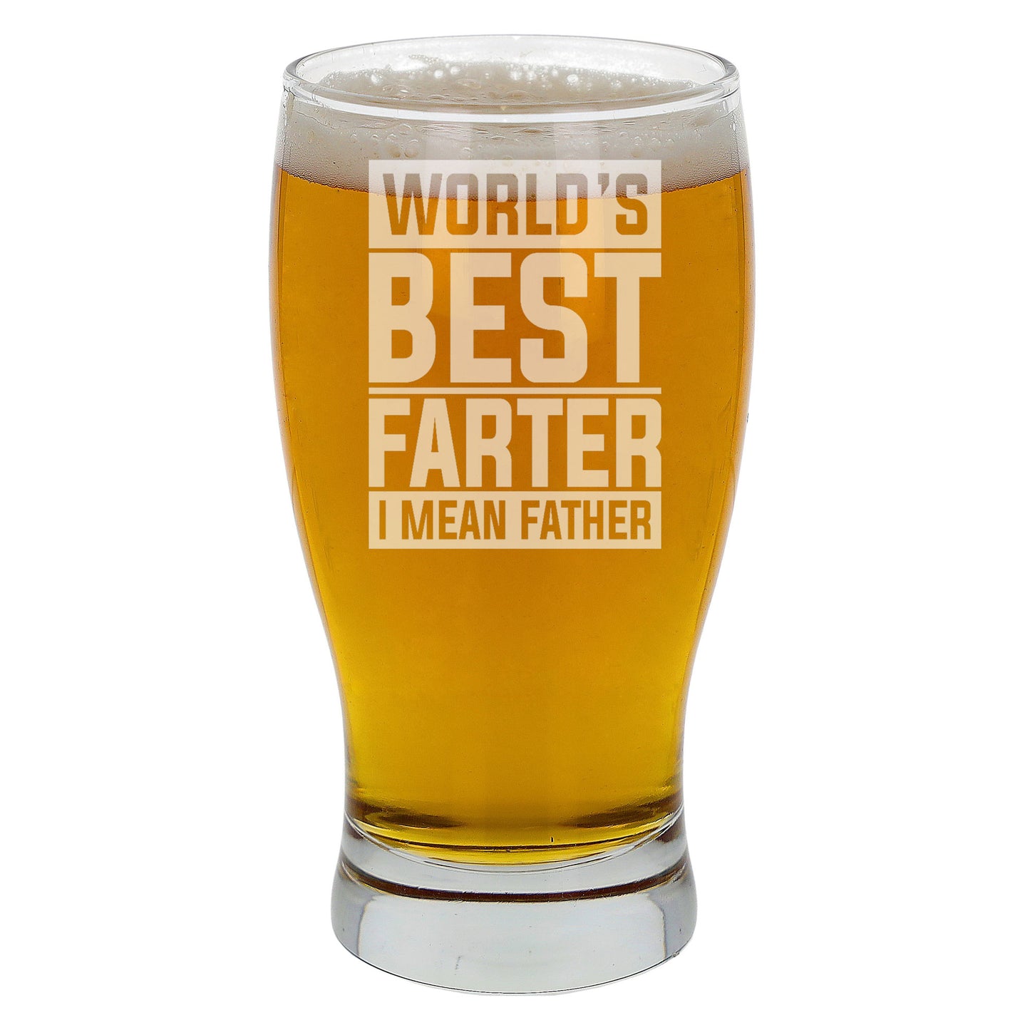 Worlds Best Farter I Mean Father Engraved Beer Glass and/or Coaster Set  - Always Looking Good -   