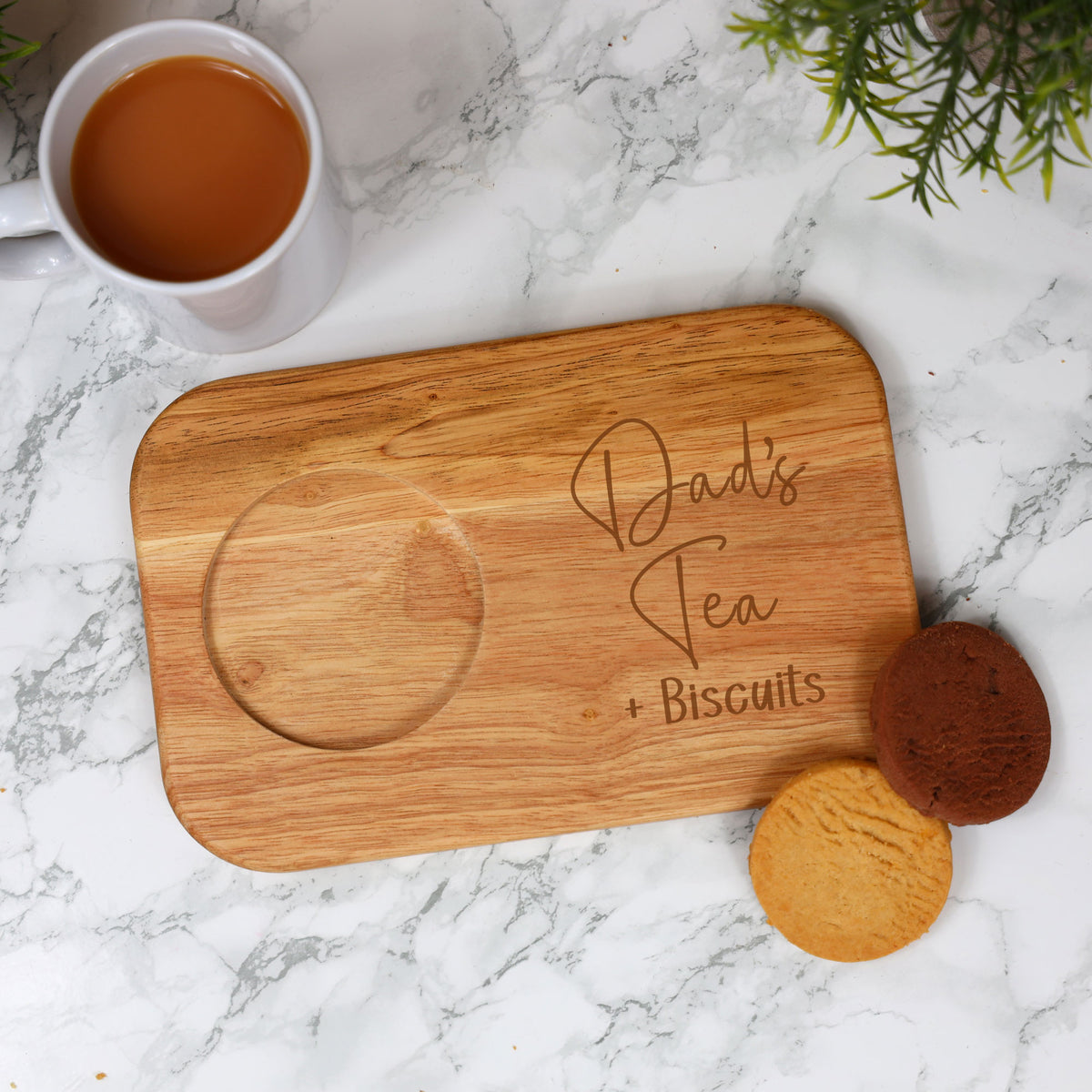 Personalised Dad's Tea & Biscuit Engraved Board with Optional Mug