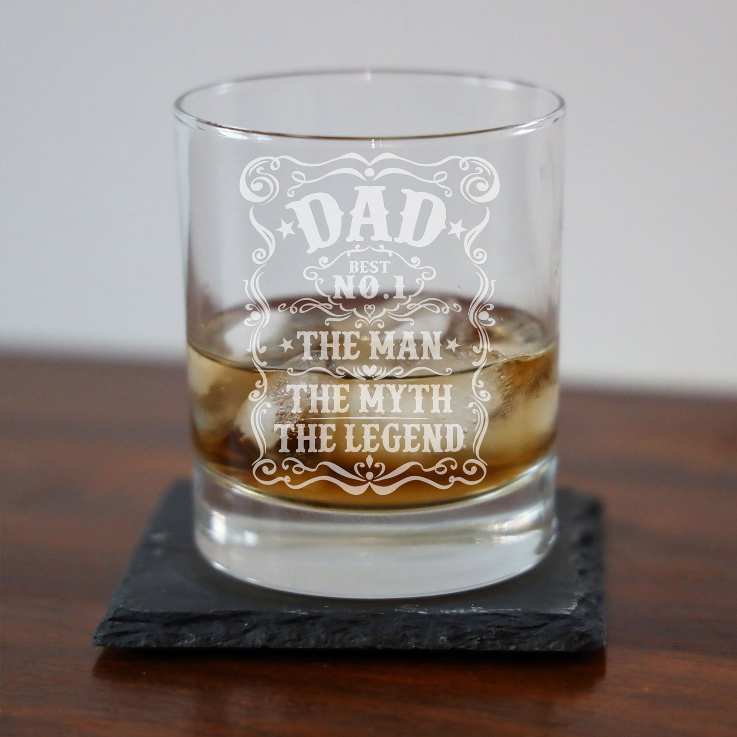 Dad The Man The Myth The Legend Engraved Whisky Glass and/or Coaster Set  - Always Looking Good -   