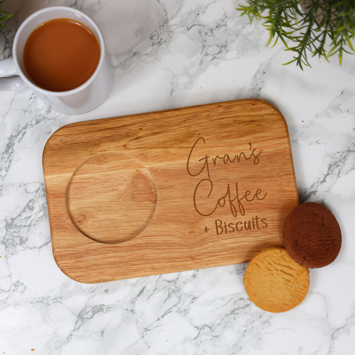 Personalised Gran's Coffee & Biscuit Engraved Board with Optional Mug
