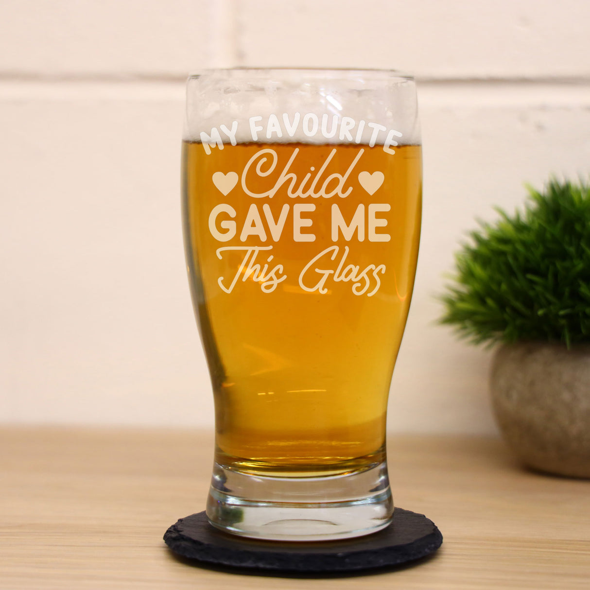 My Favourite Child Gave Me This Glass Engraved Beer Pint Glass - Always Looking Good -