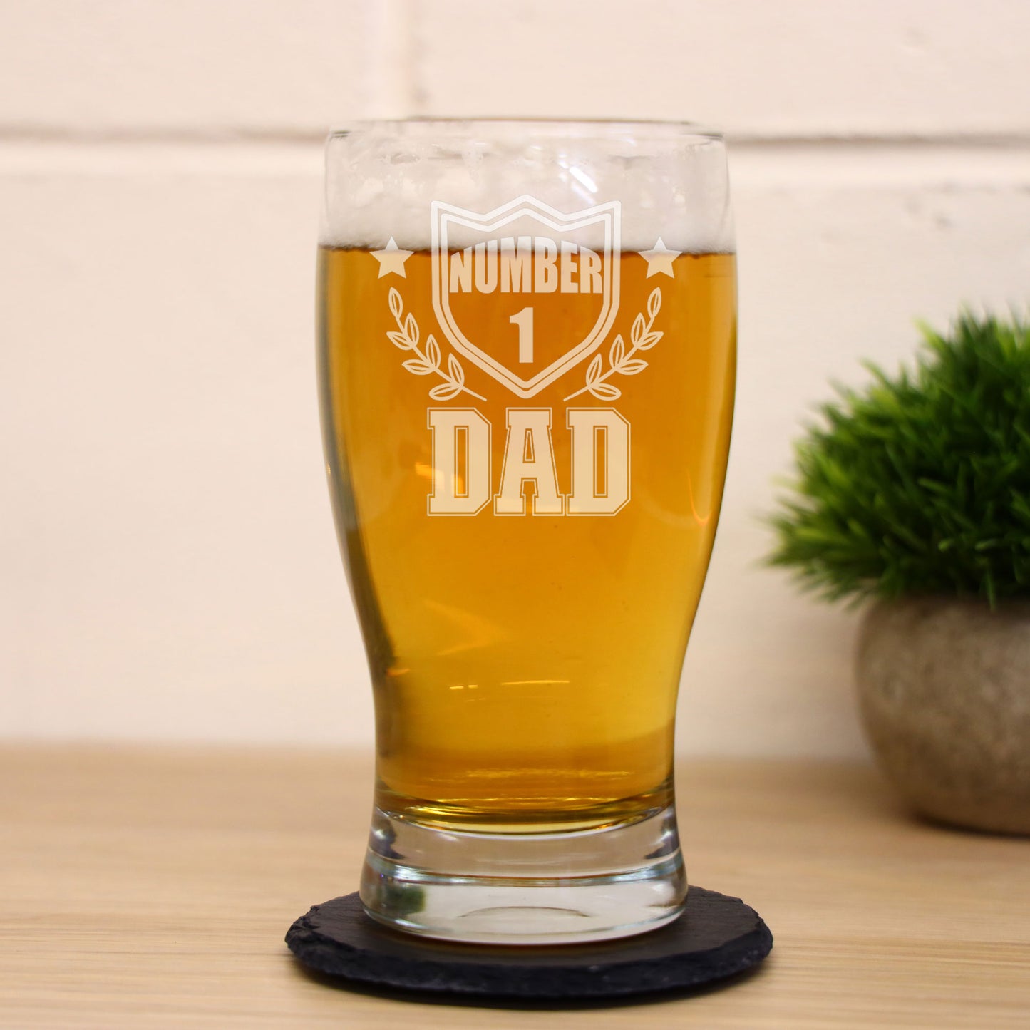 Number 1 Dad Engraved Beer Pint Glass  - Always Looking Good -   