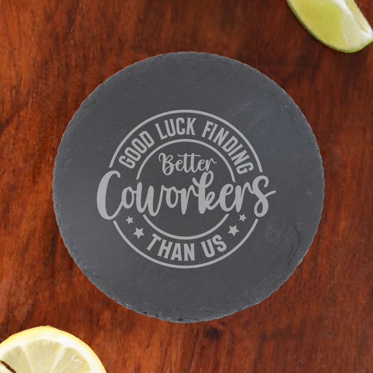 “Better Coworker” Engraved Whisky Glass & Coaster – Coworker Gift