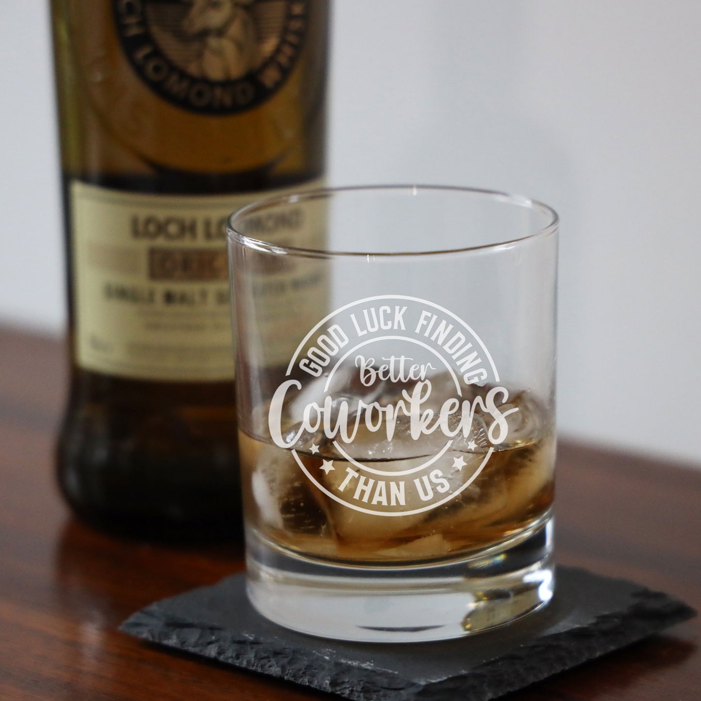 Better Coworker Engraved Whisky Glass & Slate Coaster – Leaving Job