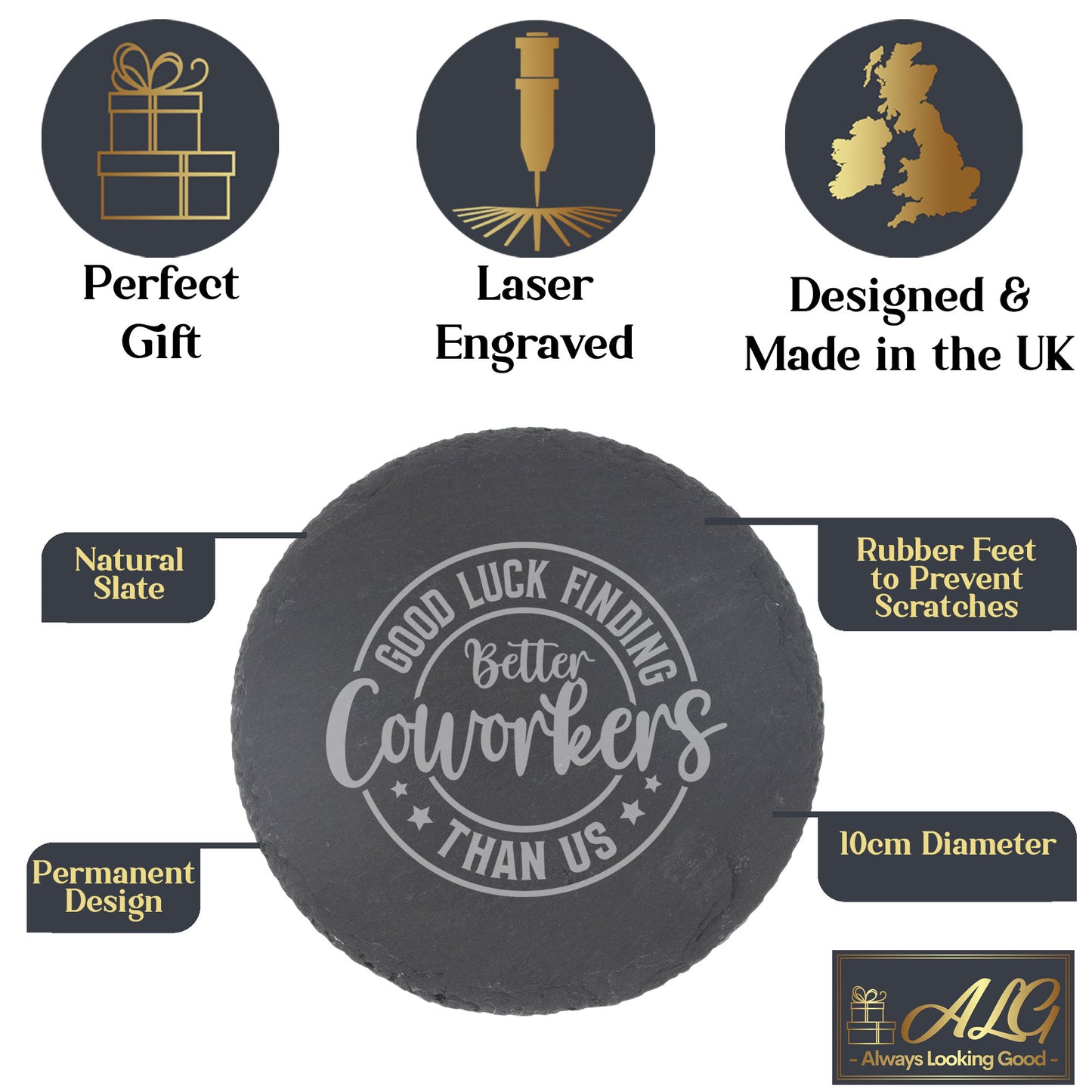 Better Coworker Engraved Whisky Glass & Slate Coaster – Leaving Job