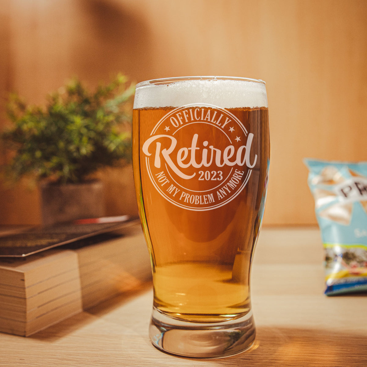 Officially Retired Engraved Beer Glass and/or Coaster Set - Always Looking Good -