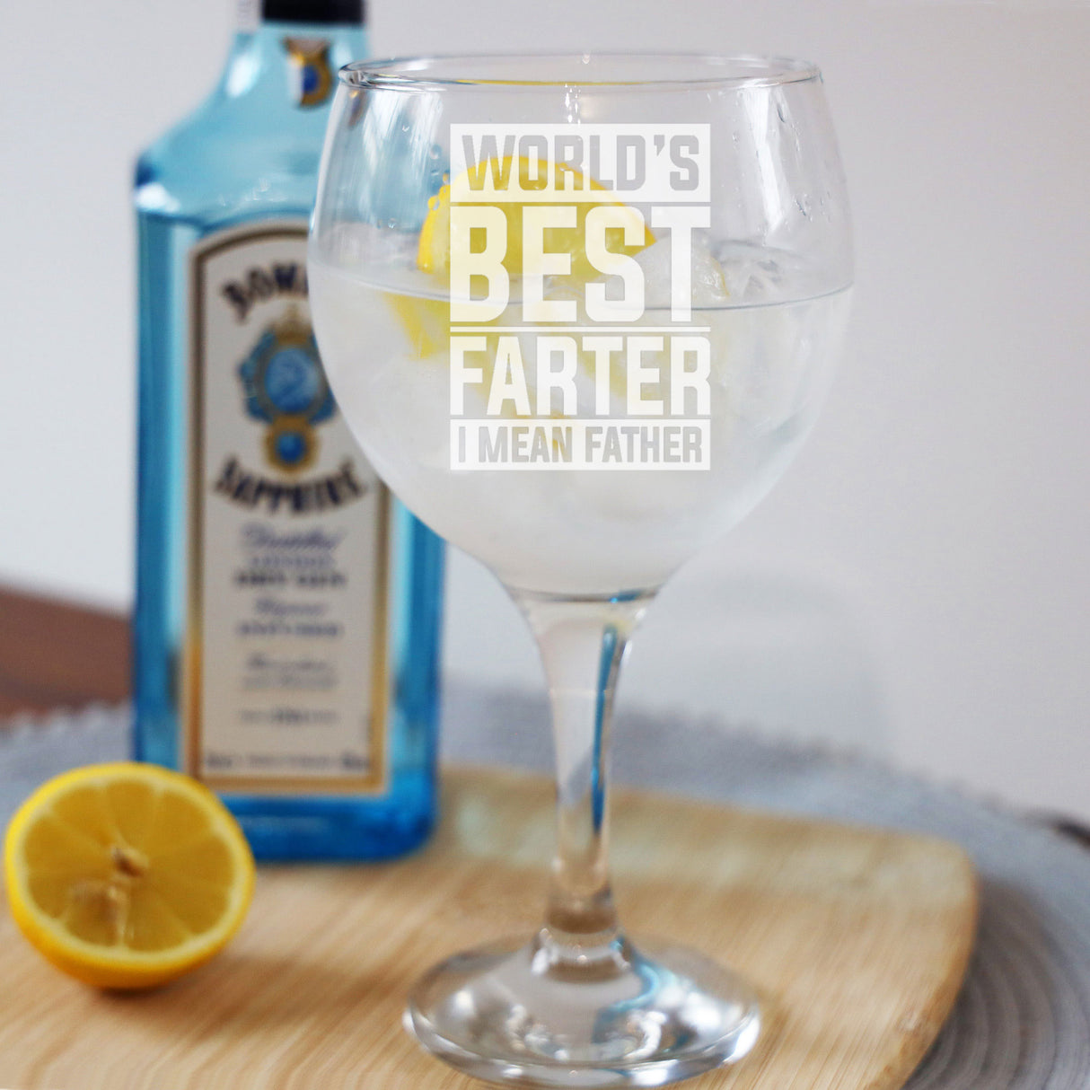 Best Farter I Mean Father Engraved Goblet Gin Glass – Funny Gift for Dad
