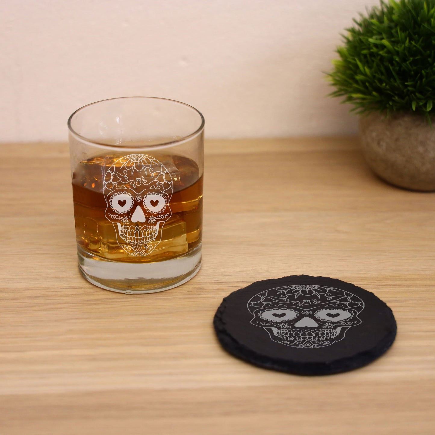 Engraved Sugar Skull Whisky Glass  - Always Looking Good -