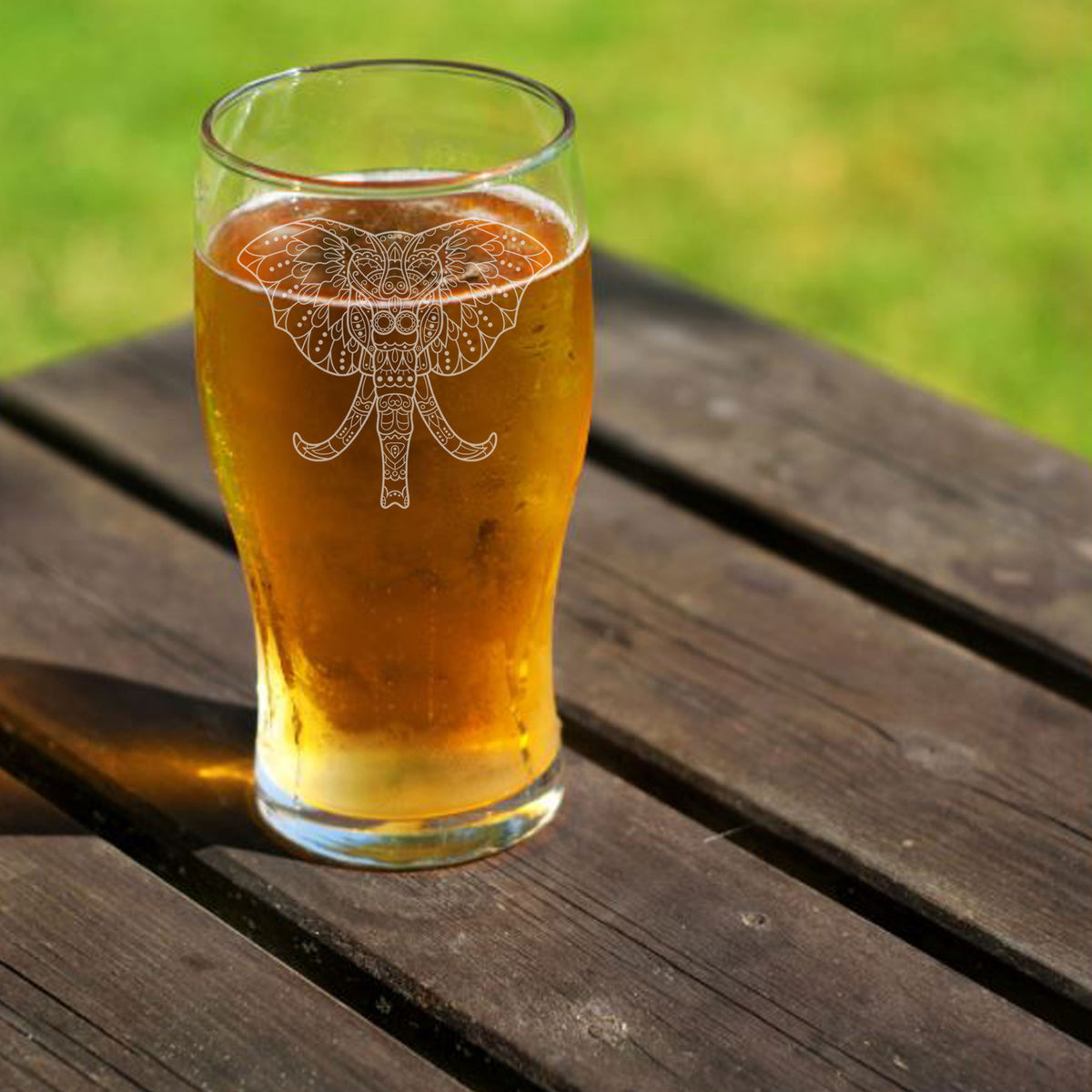Elephant Mandala Engraved Beer Glass and/or Coaster Set - Always Looking Good -