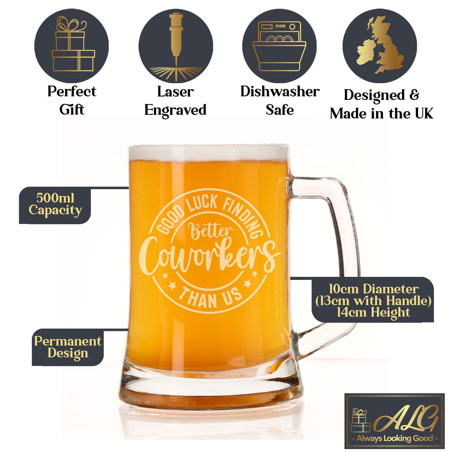 Better Coworker Engraved Beer Tankard Glass – Leaving Gift for Colleagues