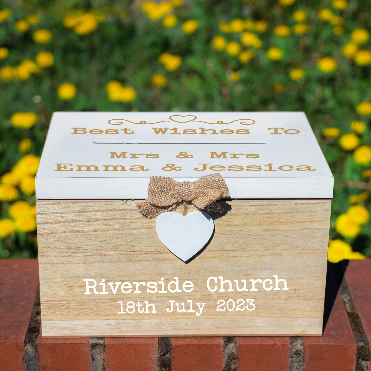 Personalised Gay Wedding Card White & Wooden Memory Box MRS & MRS - Always Looking Good -