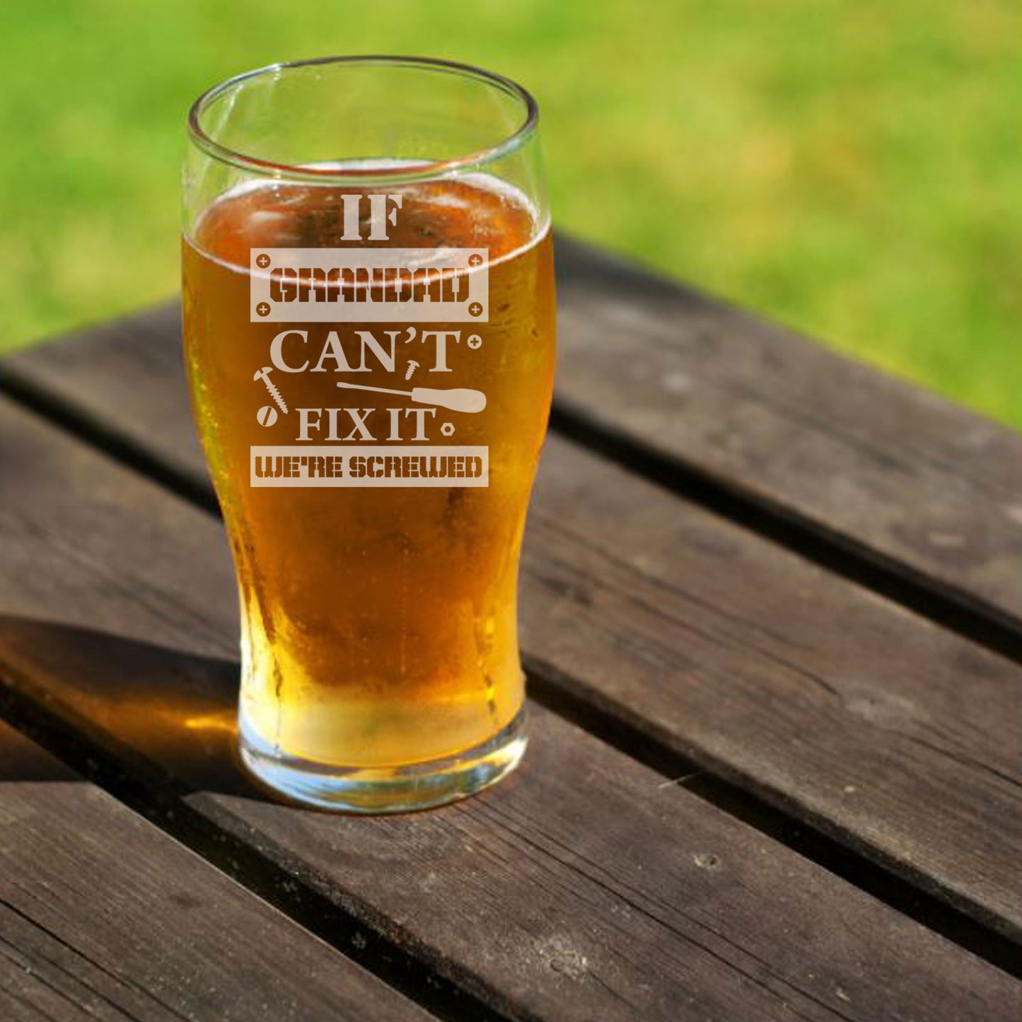 Engraved "If Grandad Can't Fix It We're Screwed" Pint Glass and/or Coaster Set  - Always Looking Good -   