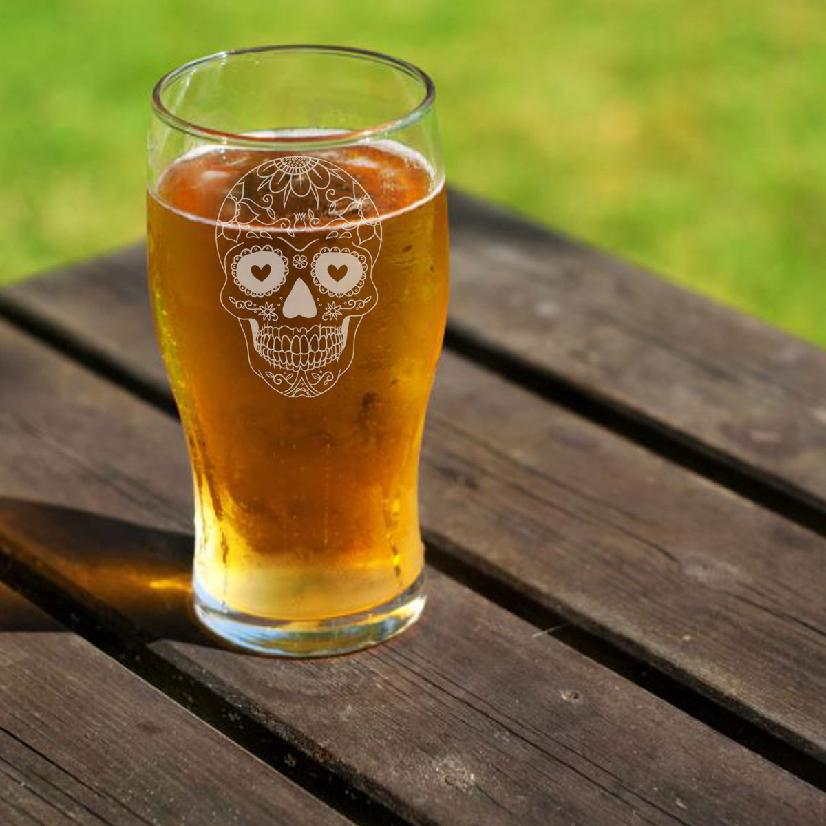 Sugar Skull Engraved Pint Glass For Beer Lovers - Always Looking Good -