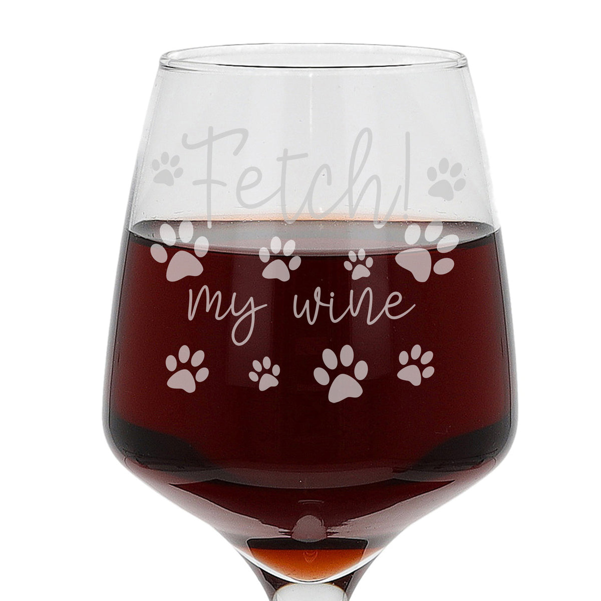 "Fetch My Wine" Engraved Wine Glass Dog Gift