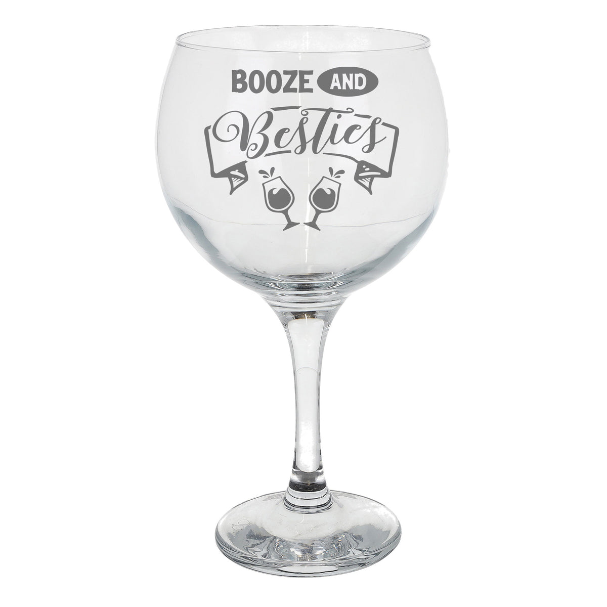 Booze and Besties Birthday Engraved Stemmed Gin Glass for Best Friend