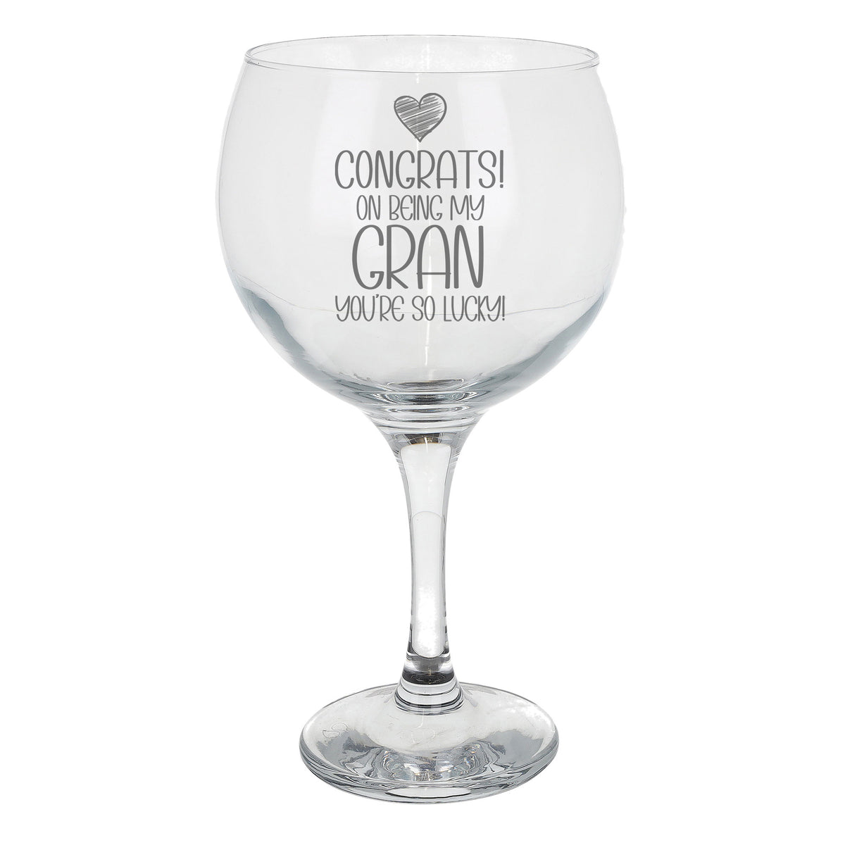 Congrats on Being my Gran Engraved Gin Glass Birthday Gift for Gran