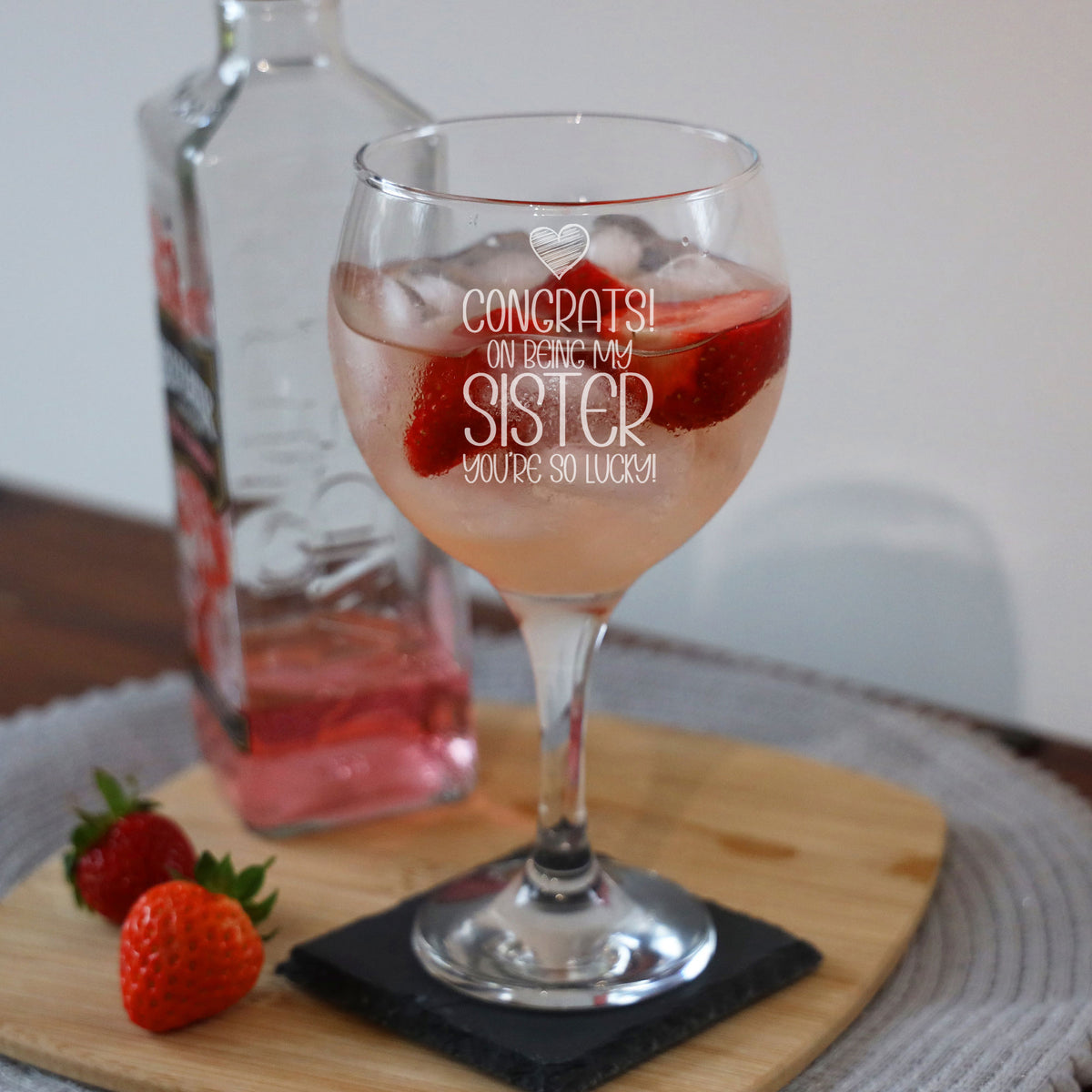 Congrats on Being my Sister Stemmed Gin Glass Birthday Gift for Sister