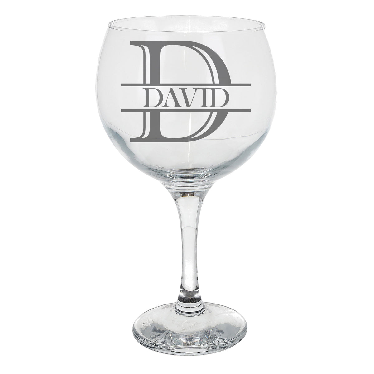 Personalised Split Monogram Engraved Stemmed Gin Glass Birthday Gift