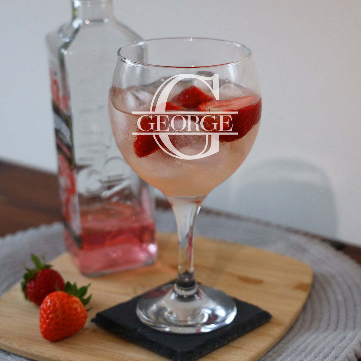 Personalised Split Monogram Engraved Stemmed Gin Glass Birthday Gift