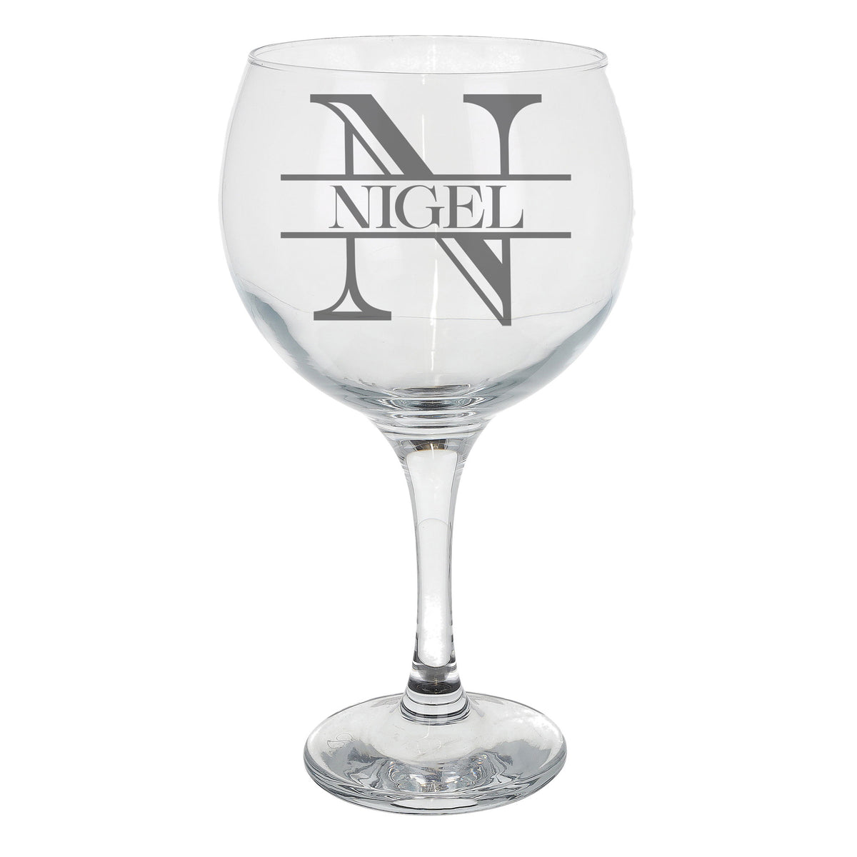 Personalised Split Monogram Engraved Stemmed Gin Glass Birthday Gift