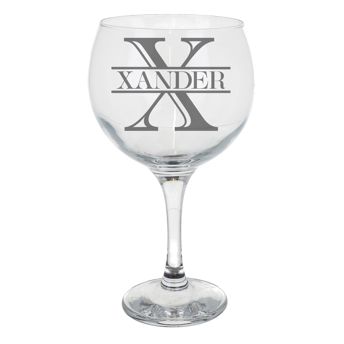 Personalised Split Monogram Engraved Stemmed Gin Glass Birthday Gift