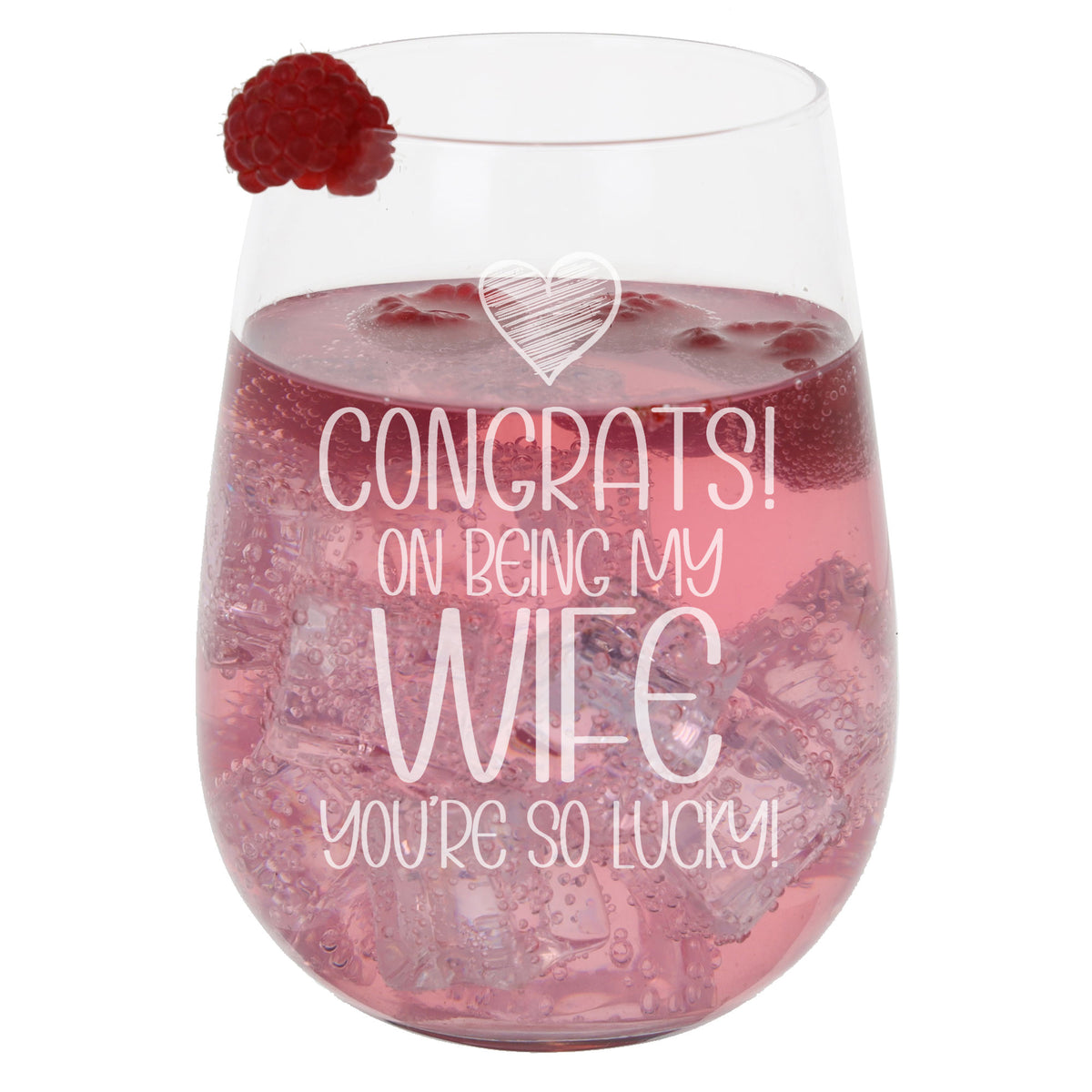Congrats on Being my Wife Engraved Stemless Gin Glass Birthday Gift for Wife