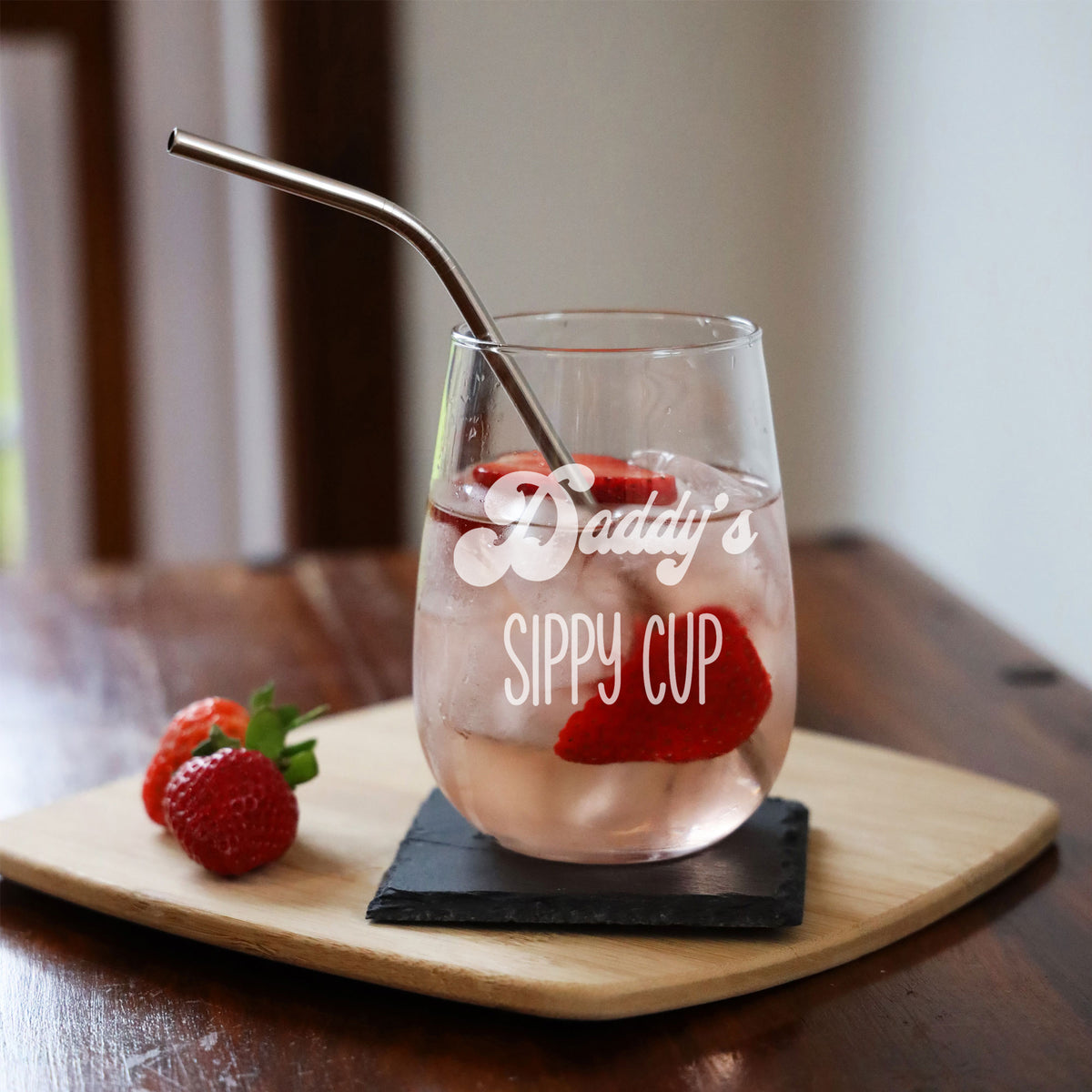 Funny Daddy's Sippy Cup Stemless Gin Glass Birthday Gift For Dad