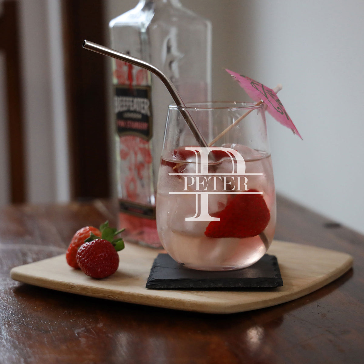 Personalised Split Monogram Stemless Gin Glass