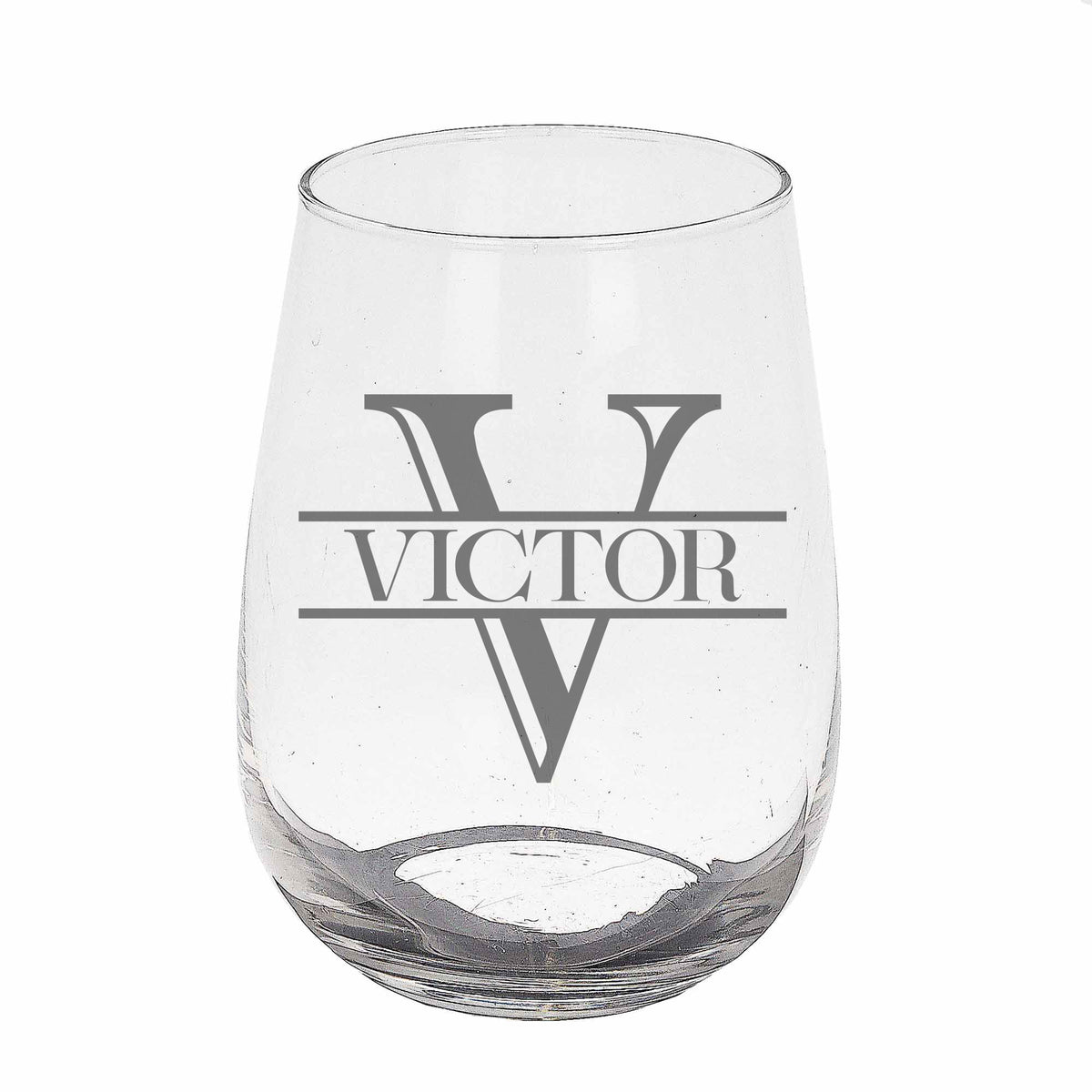 Personalised Split Monogram Stemless Gin Glass