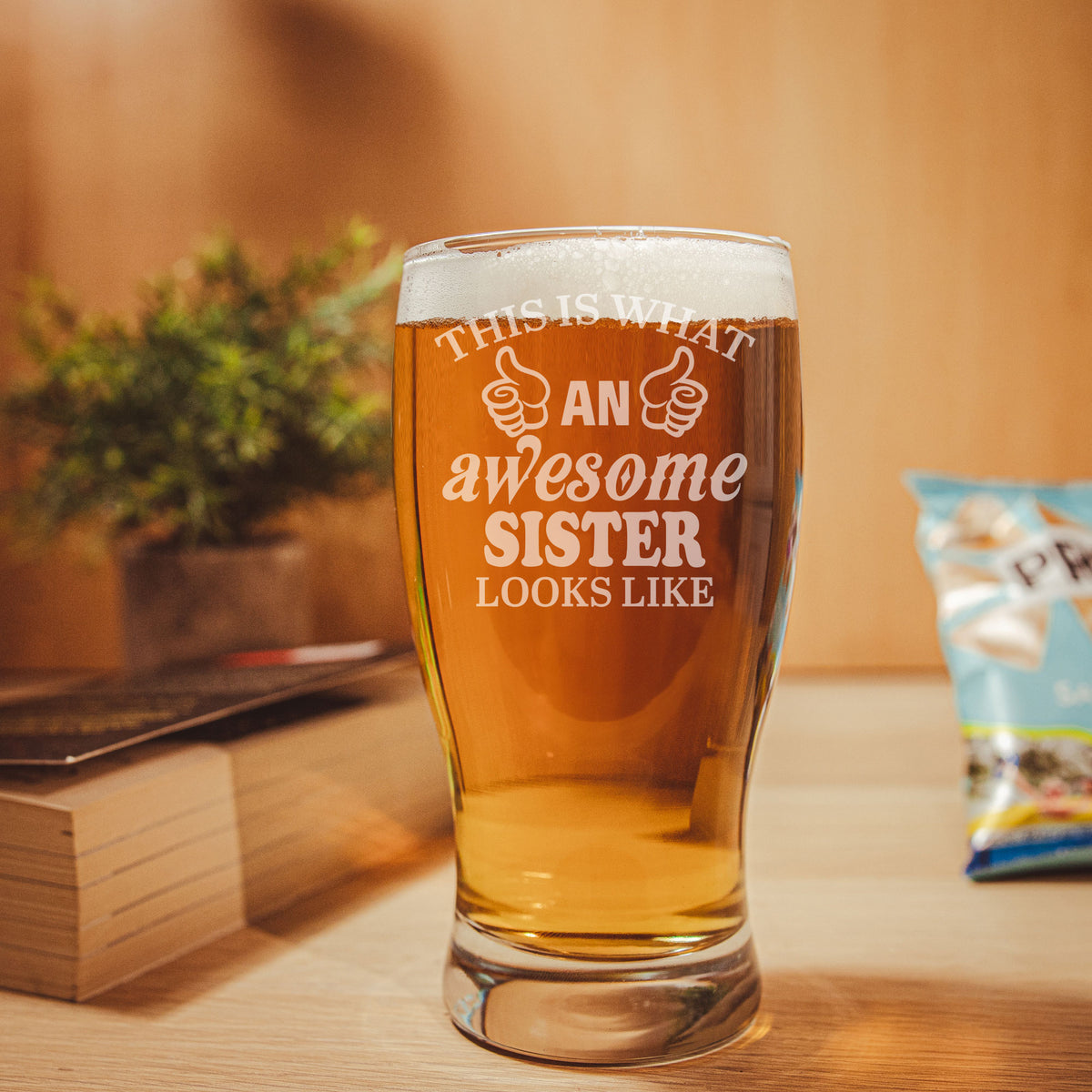 This is What An Awesome Sister Looks Like Engraved Pint Glass Birthday
